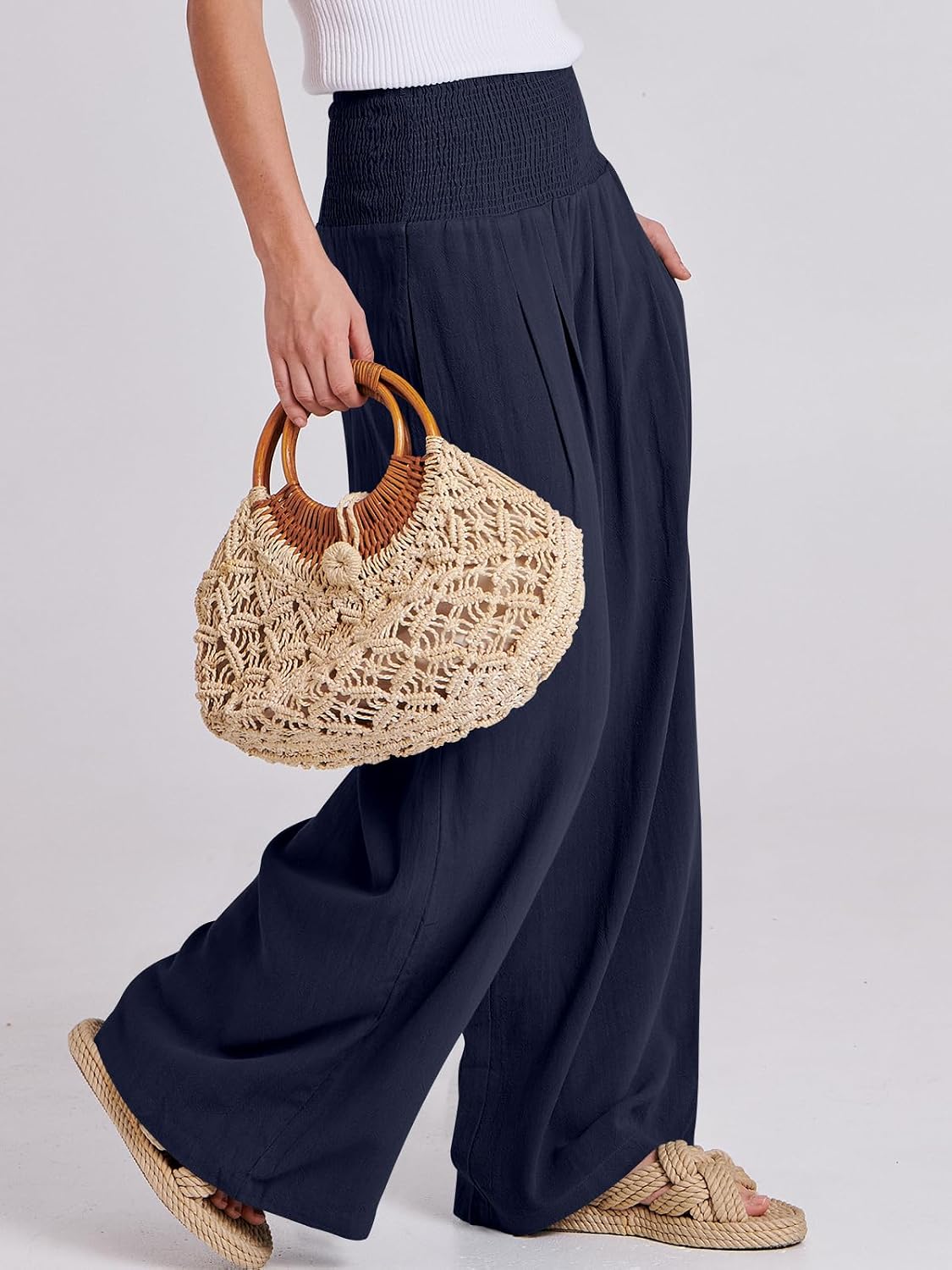 Thumbnail 3 de ANRABESS Linen Palazzo Pants High Waist 2026