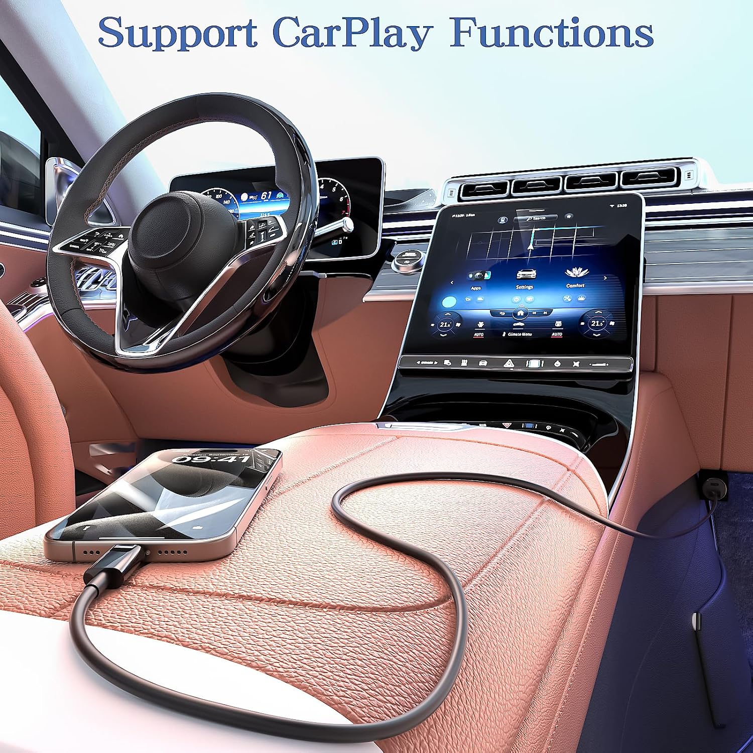 Detalle 2 de Carplay USB-A to USB-C Cable 3FT for iPhone