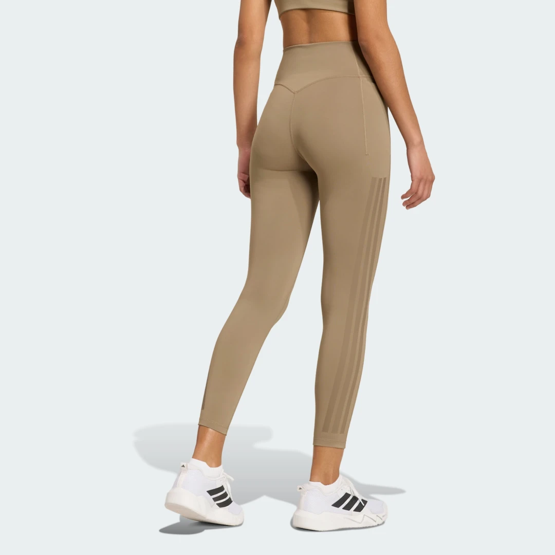 Detalle 2 de Mallas de entrenamiento 7/8 Optime 3 Stripes (Beige) – Adidas