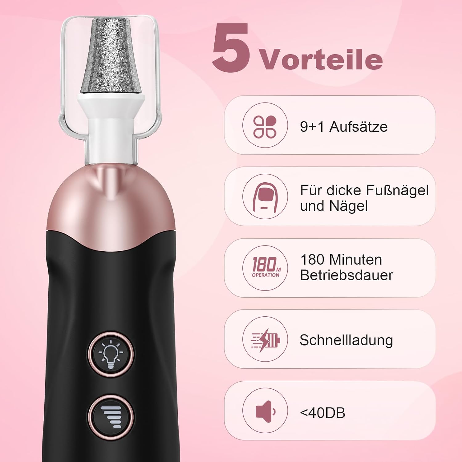 Thumbnail 4 de AOMEES Elektrische Nagelfräser Set 9 Aufsätze