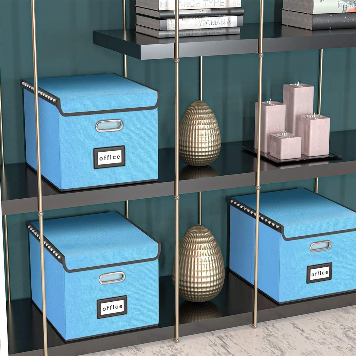 Detalle 2 de TORASO LG-Sky Blue-2pcs Collapsible Linen File Organizer Boxes with Lids
