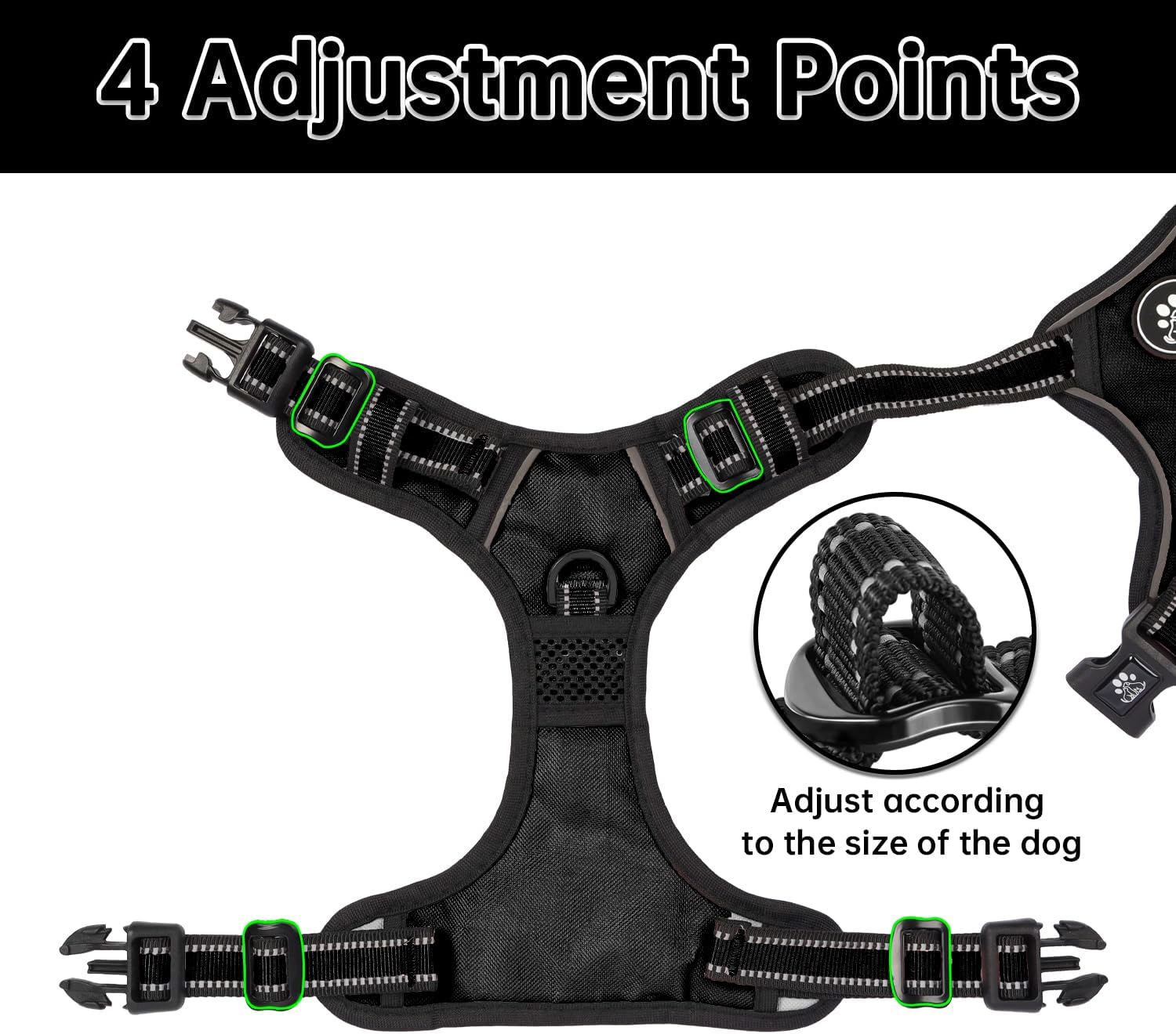 Thumbnail 2 de NESTROAD Harnais gilet anti-traction avec laisse et longe, noir (taille XL)