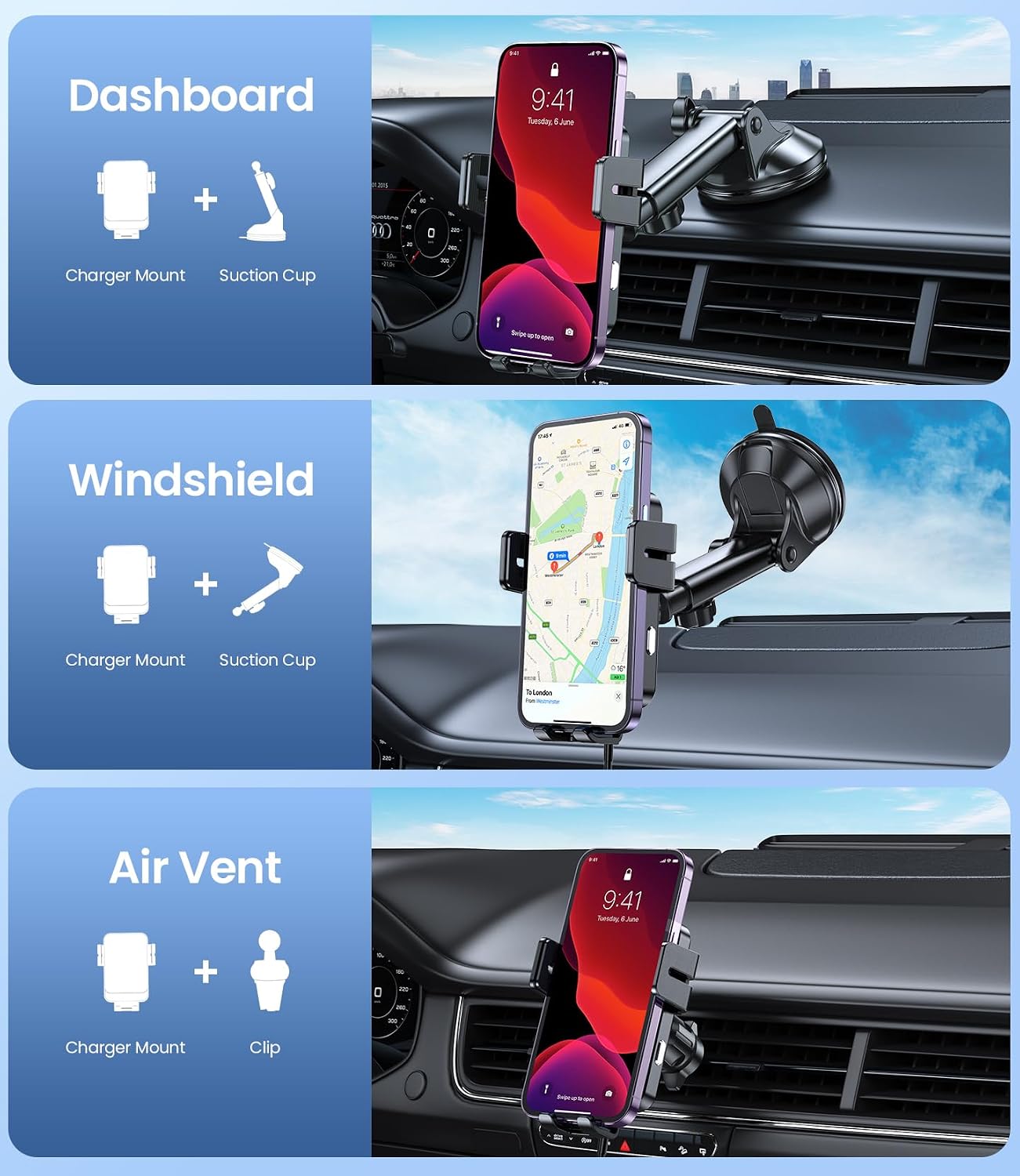 Thumbnail 4 de MOKPR Wireless Car Charger 15W car phone holder