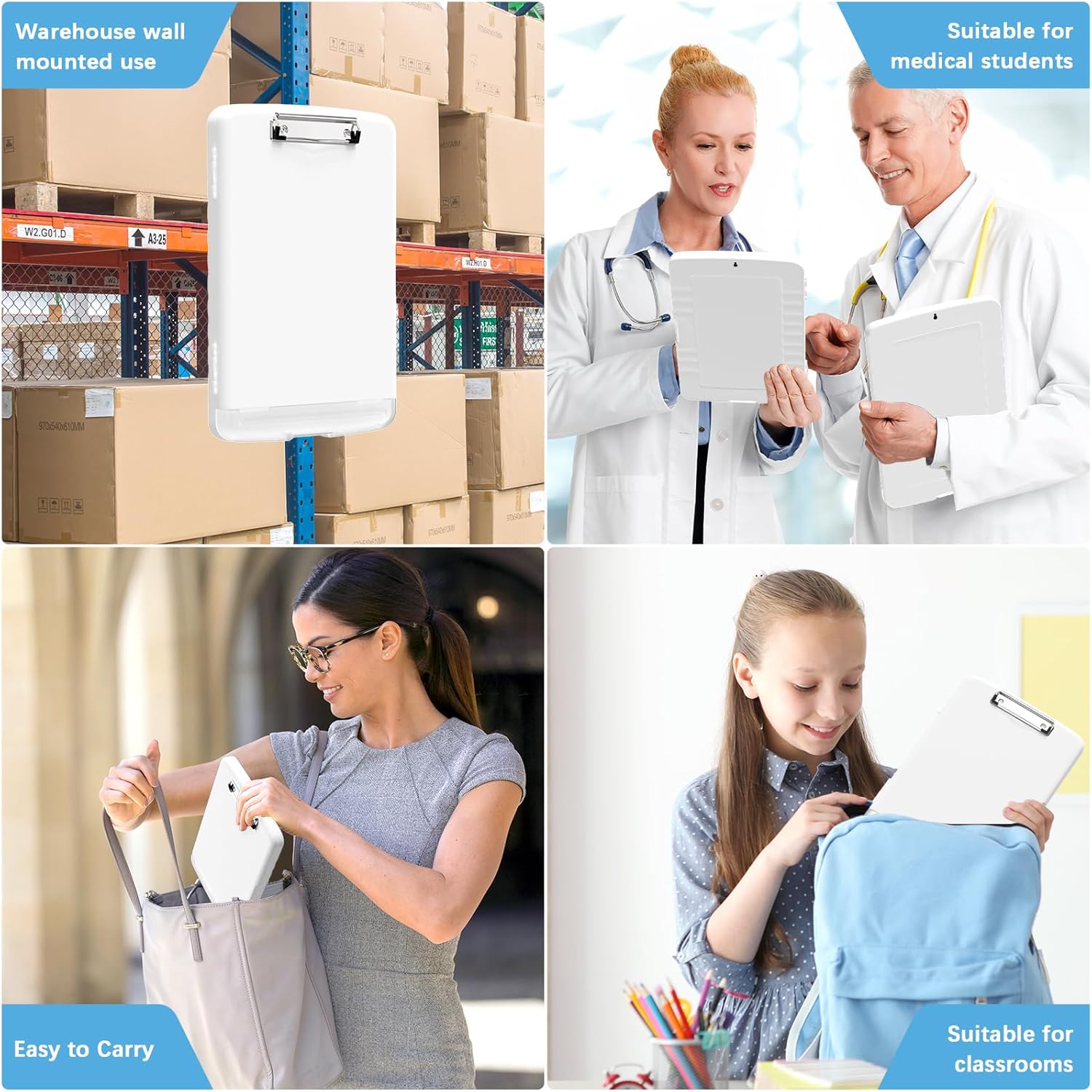 Thumbnail 6 de Hnogri Hongri Clipboard with Storage & Pen Holder (8.5 x 11, foil-side opening) – lightweight nursing-style clip board