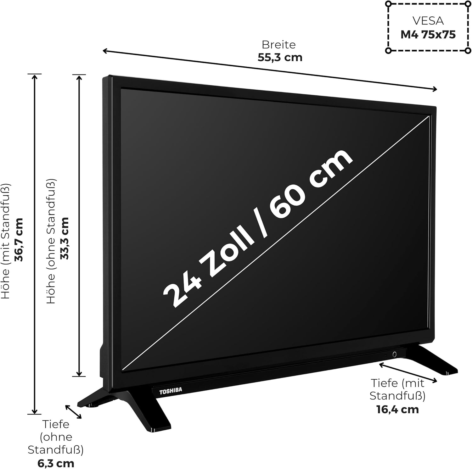 Thumbnail 2 de Toshiba 24WV2F63DAZ 24-Zoll Smart TV (VIDAA) mit Triple-Tuner, HDR10 und HDR-Formaten