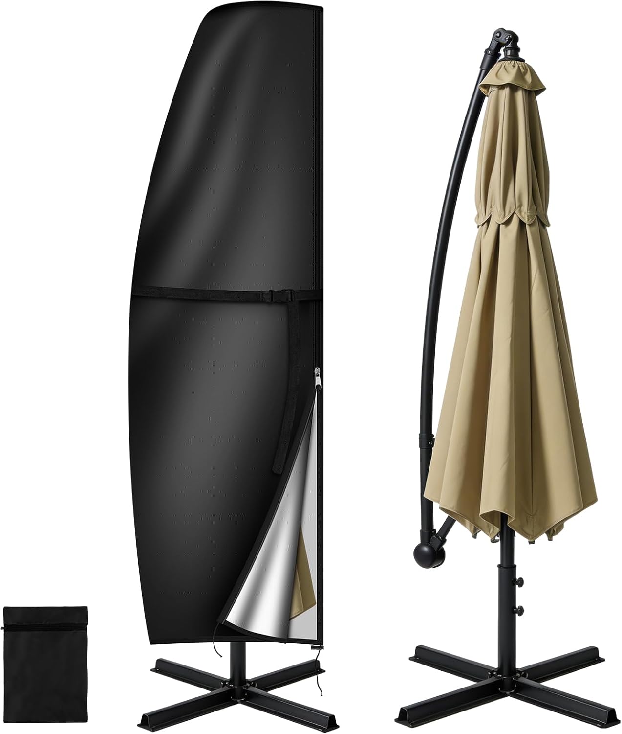 Detalle de AOOWU 5499834 hoes voor zweefparasol Ø 300 cm, waterdicht en UV-bestendig