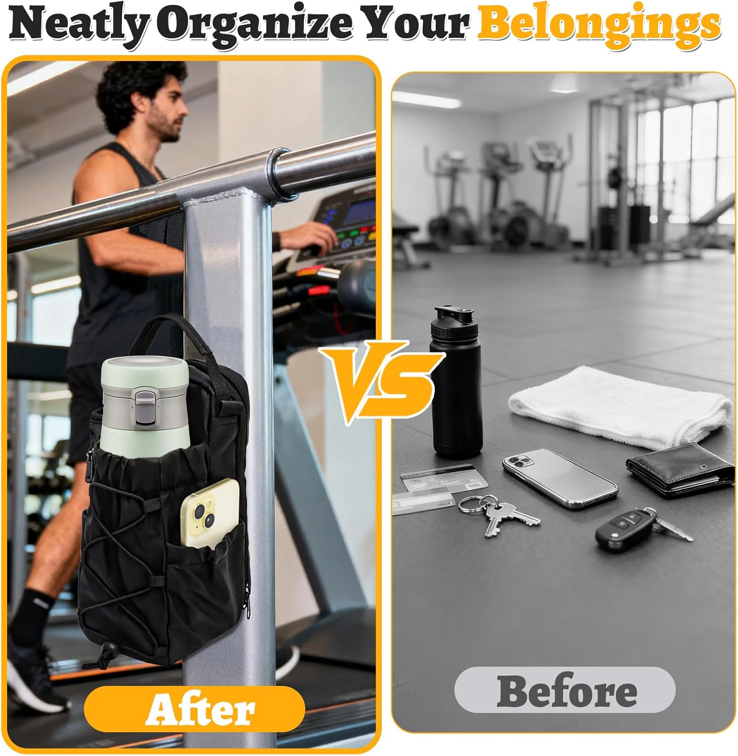 Thumbnail 6 de Magnetic Gym Bag Water Bottle Carrier with Adjustable Strap and Pockets