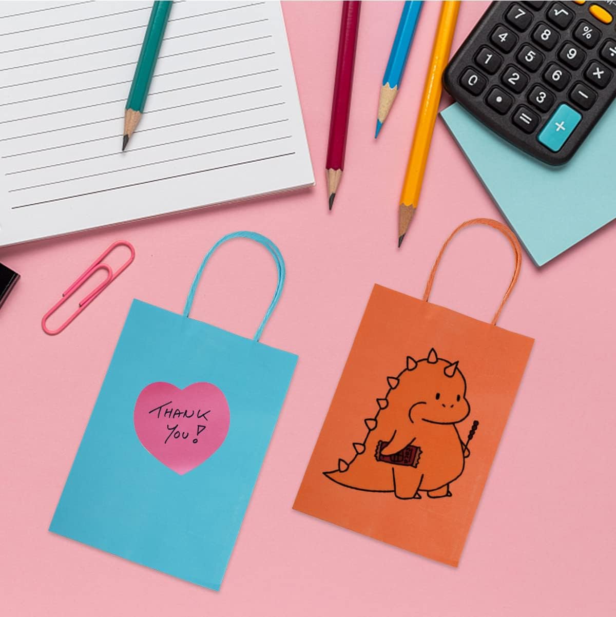 Thumbnail 4 de NADSSJL 30-Pack Kraft Paper Party Bags with Handles, Stickers & DIY Craft Use (15 x 21 x 8 cm)
