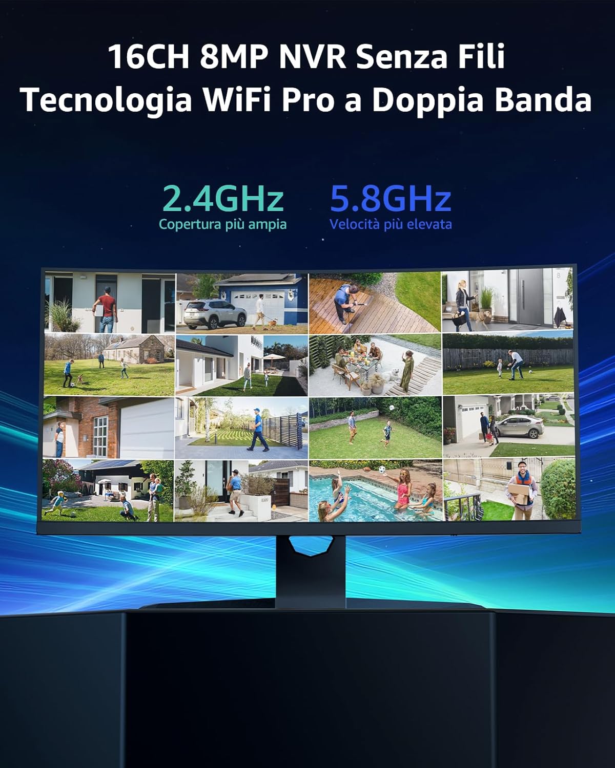Detalle de ANNKE 2K Kit Videosorveglianza WiFi con 4 Telecamere esterne, NVR 16CH 1TB, IP67 e Visione Notturna a Colori