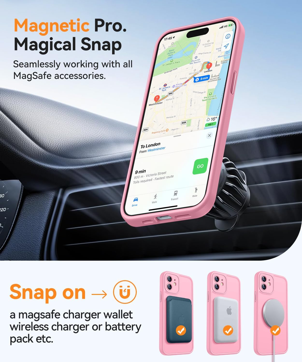 Detalle 2 de CANSHN Magnetic iPhone 12 (6.1-inch) Case with full camera protection, MagSafe compatible – Pink