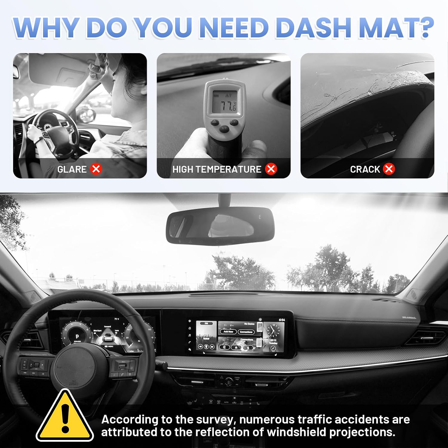 Thumbnail 5 de Sunsdrew Dash Cover for 2025-2026 Nissan Kicks — Suede Dash Mat with UV Shield and Anti-Glare