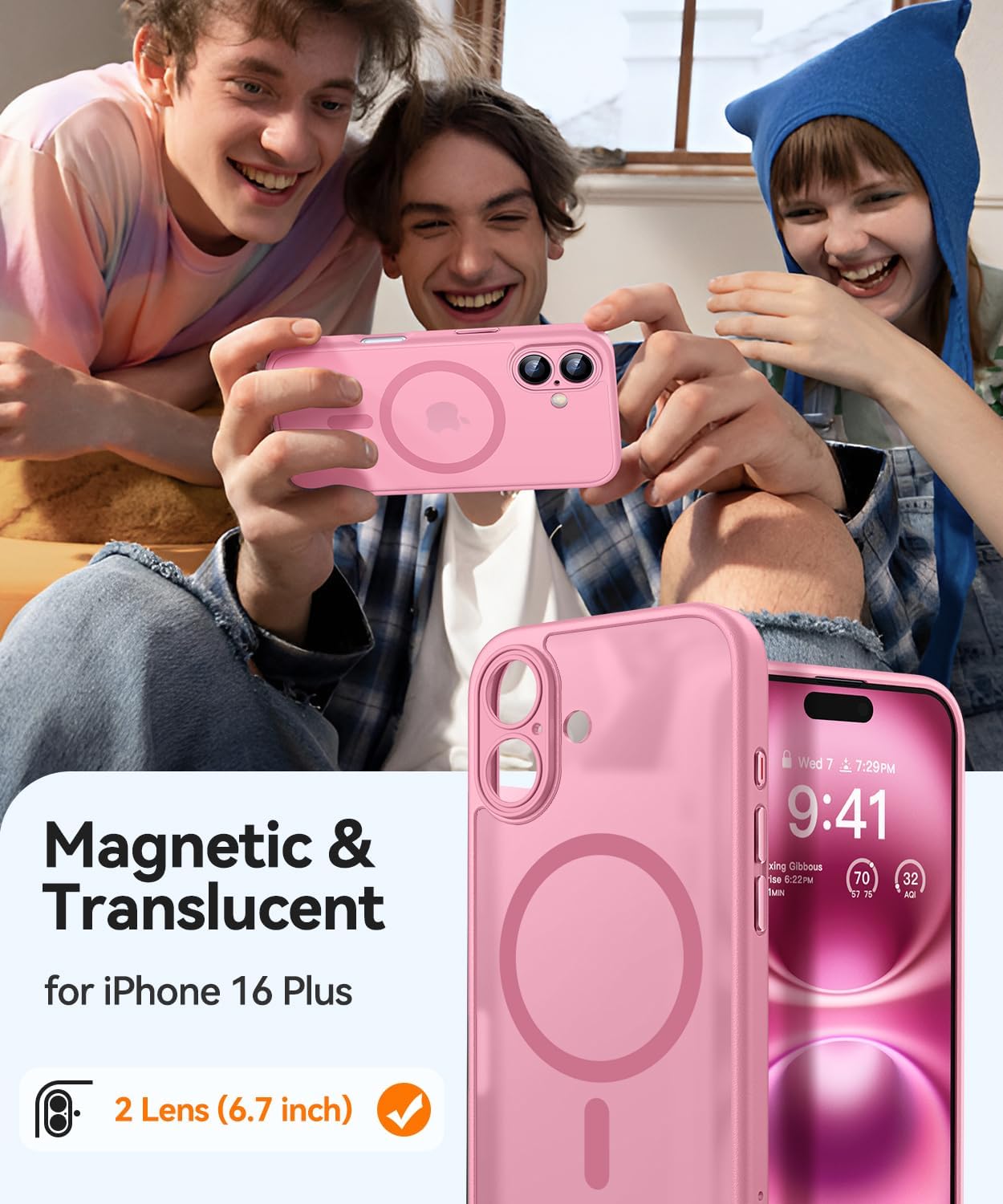 Thumbnail 1 de Coque magnétique CANSHN pour iPhone 16 Plus (6,7 pouces) compatible MagSafe