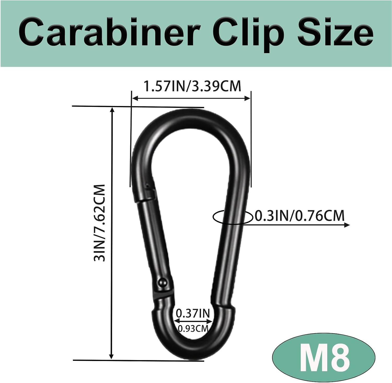 Detalle 2 de High-PQ Black carabiner M8 80mm