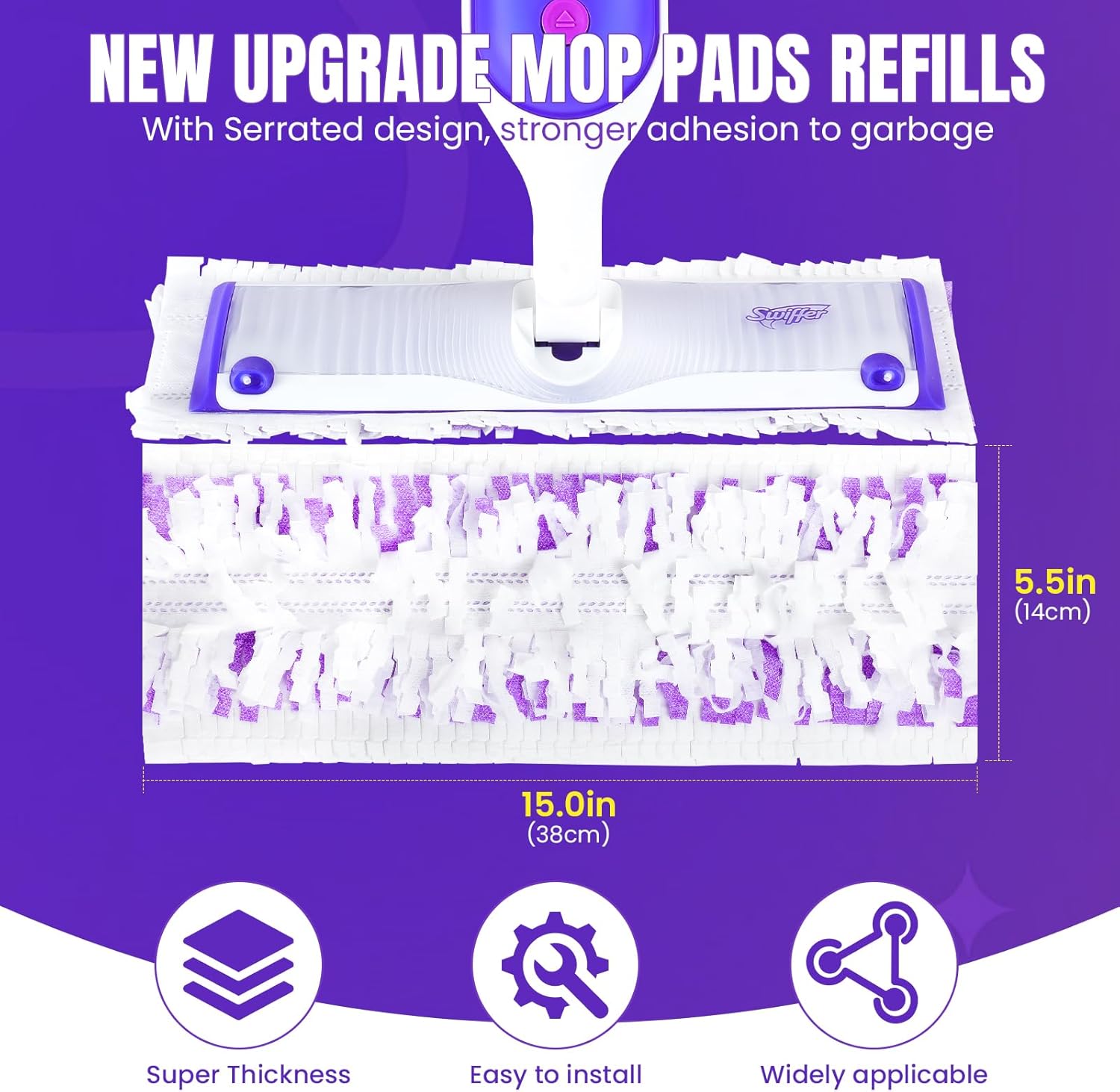 Thumbnail 1 de QuikMoprit 60-Pack Power Mop Pads for Swiffer Power Mop — Disposable, Quick-Absorb & Streak-Free