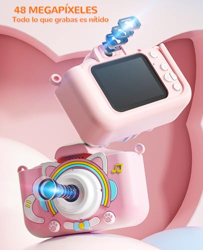 Detalle de Voniobuy Macchina Fotografica per Bambini – Fotocamera 1080P con Schermo IPS 2.0", 44 Cornici, 5 Giochi Educativi e Kit Regalo