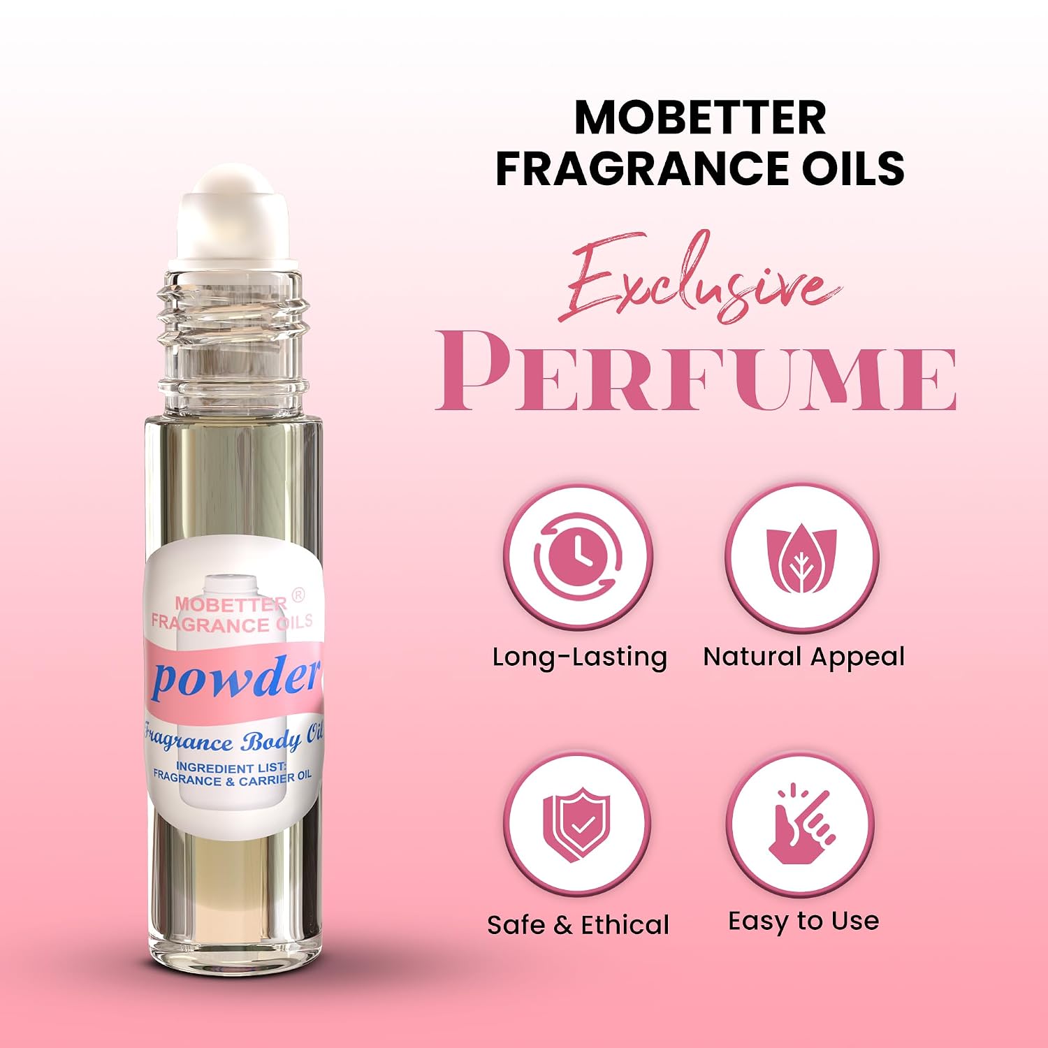 Thumbnail 2 de MOBETTER Fragrance Oils Powder Fresh Scent – Unisex Travel Roll-On