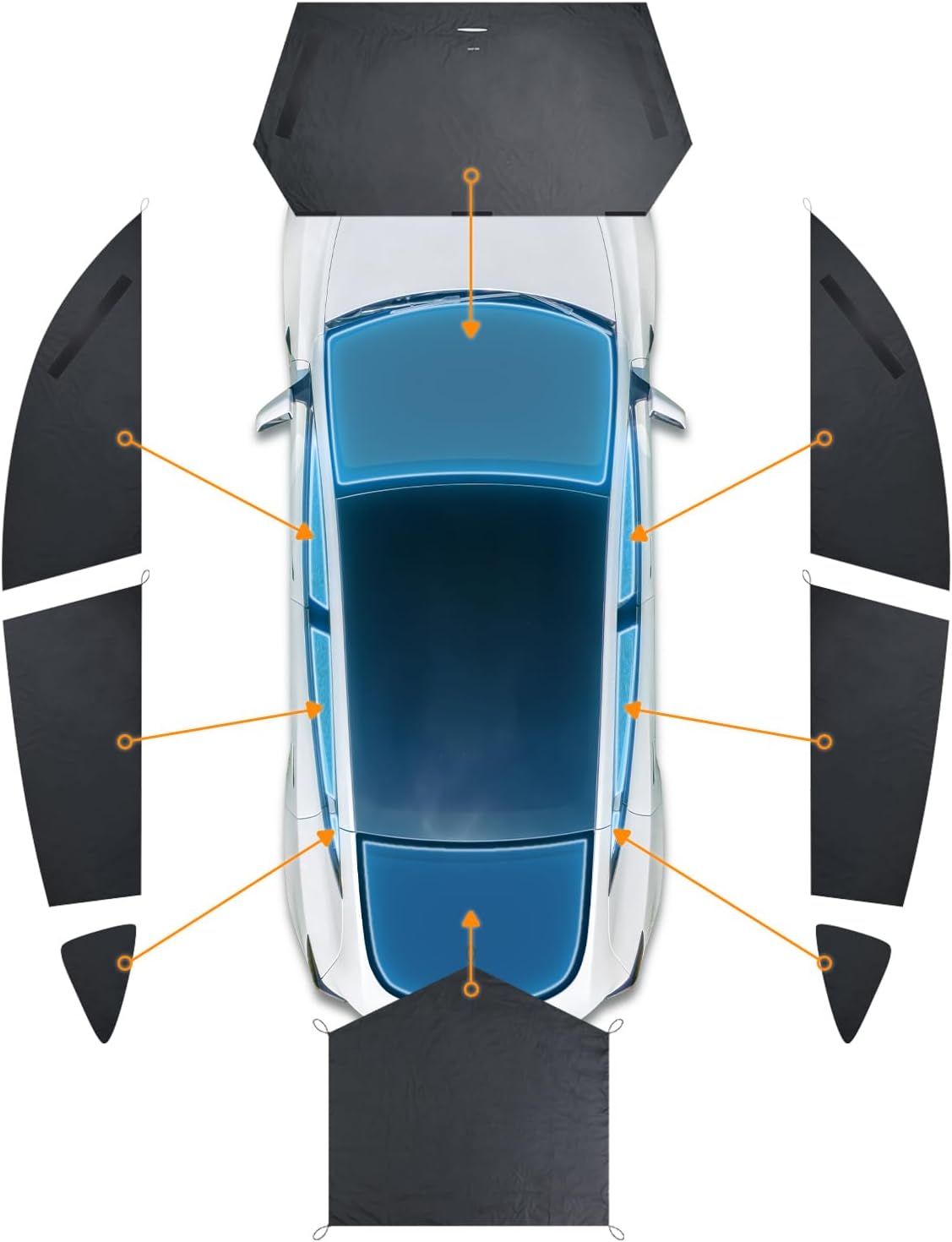 Detalle 2 de Havnby Tesla Model Y-autogordijnen, 8-delig met privacy- en zonwering
