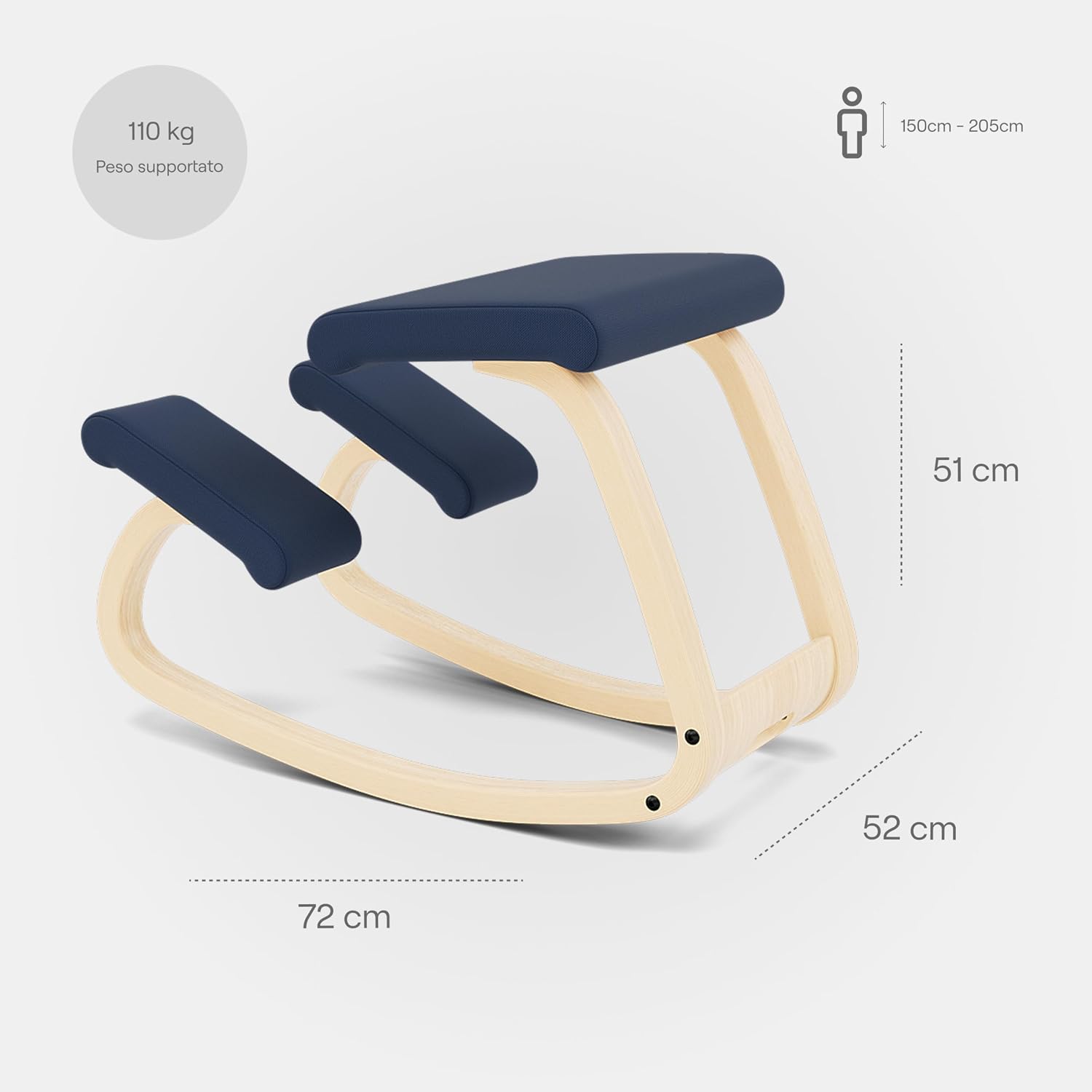 Thumbnail 2 de Varier Variable Balans sedia ergonomica in legno naturale/blu con movimento, garanzia 10 anni