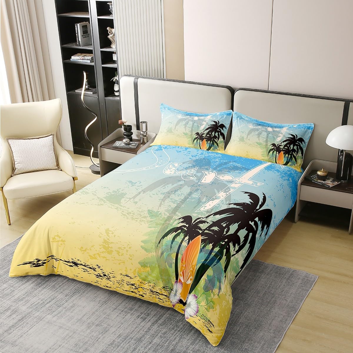 Thumbnail 2 de Ozean Beach Bettbezug-Set aus 100% Baumwolle (155x220) mit Reißverschluss – tropisches Hawaii Design für Kinder & Teens