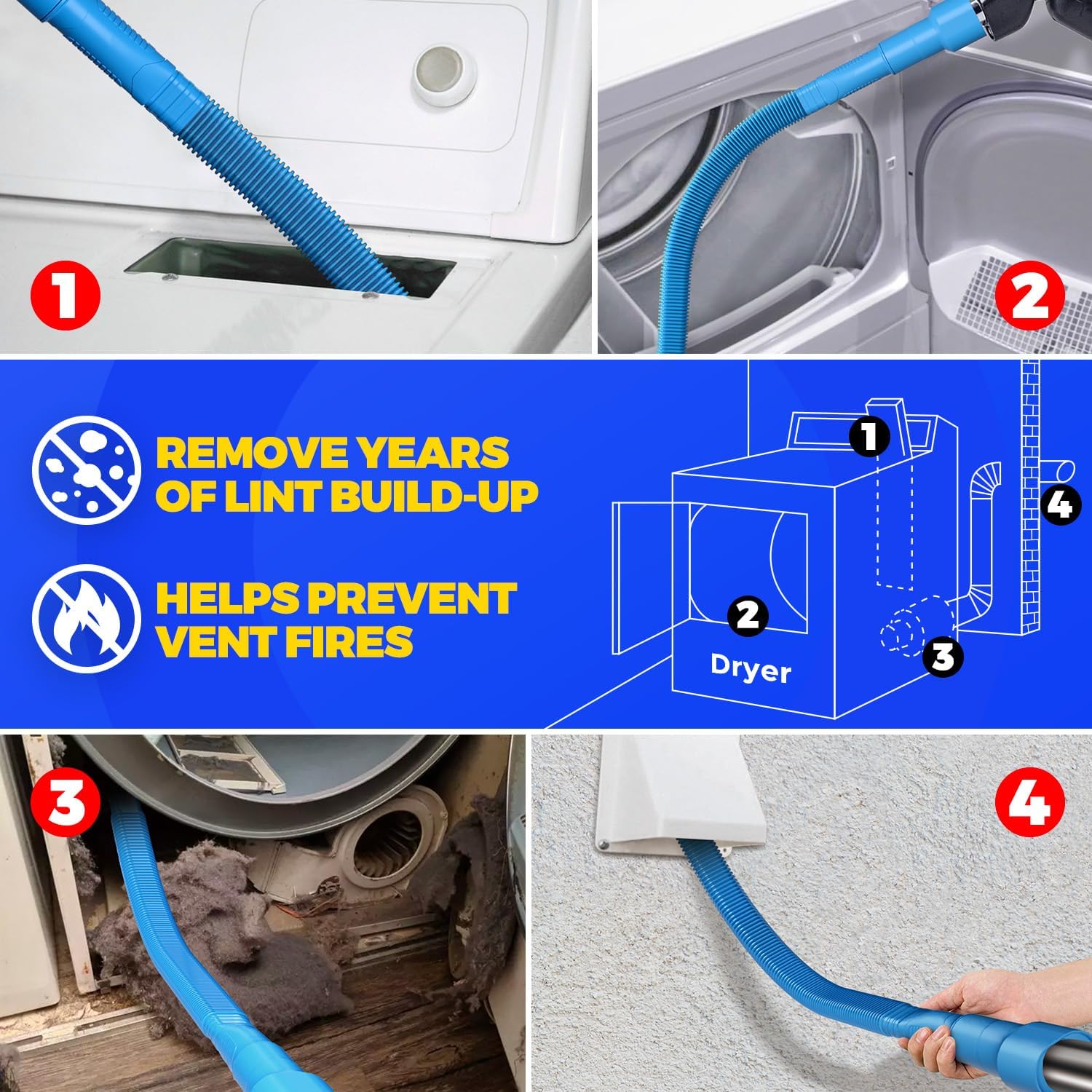 Detalle 2 de Holikme Dryer Vent Cleaner Kit 2Pack with Lint Vacuum Attachment & Brush