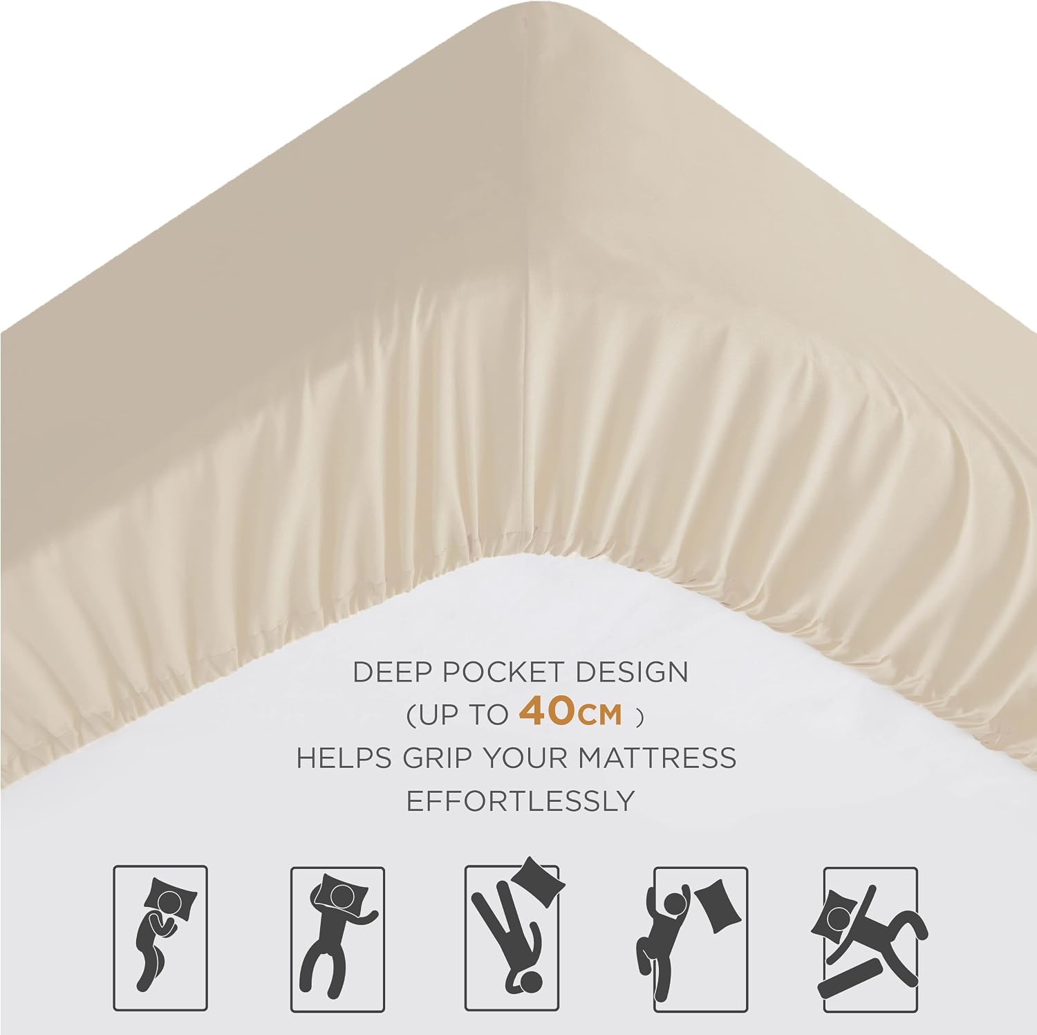 Thumbnail 4 de Bedsure King Size Fitted Sheet 16in Extra Deep Pocket