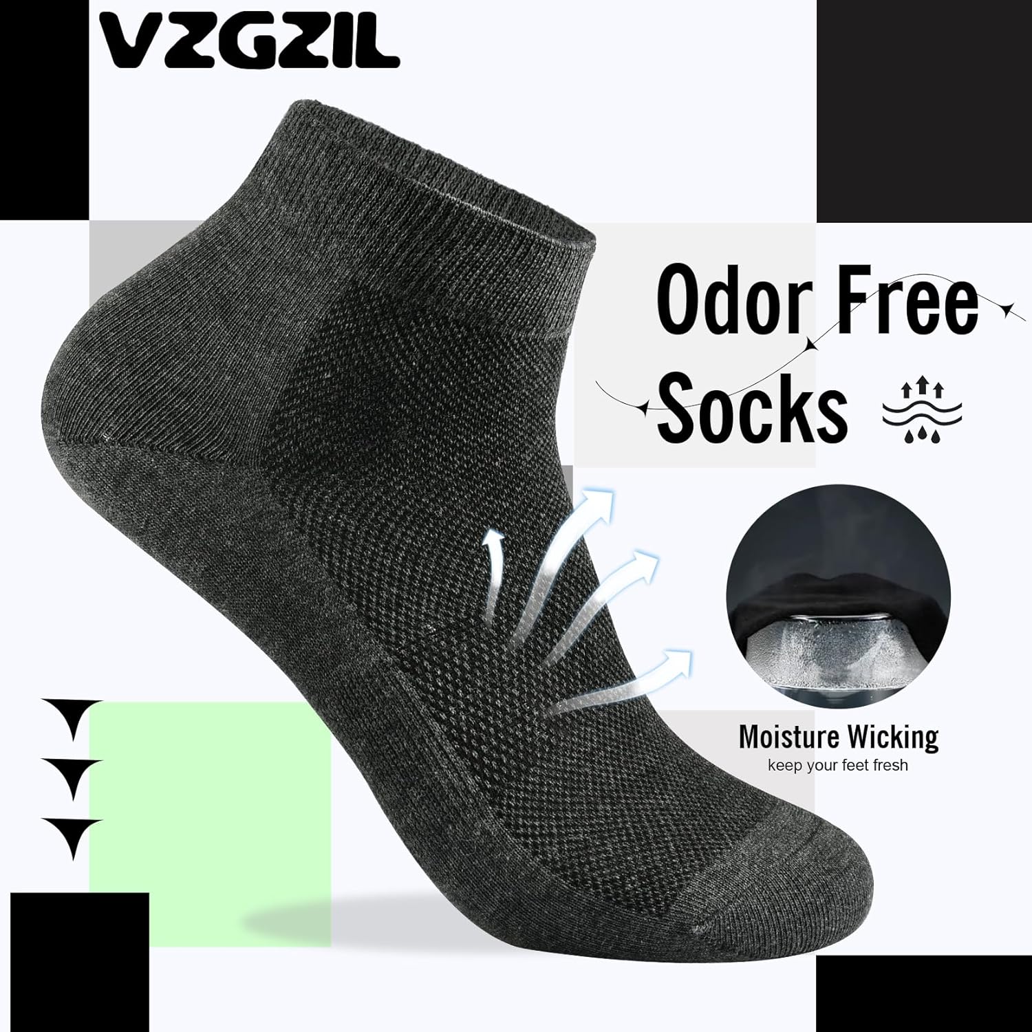 Thumbnail 4 de VZGZIL Mens Trainer Socks 12 Pairs
