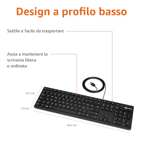 Thumbnail 2 de Amazon Basics Tastiera USB a basso profilo con layout IT, nero opaco