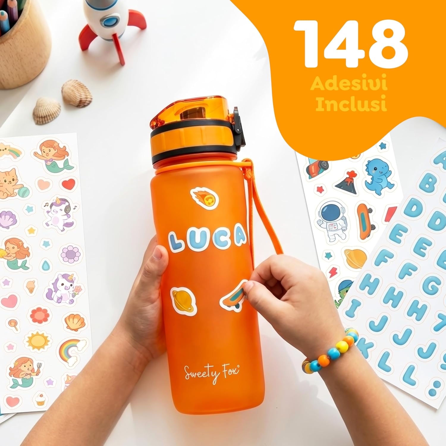 Thumbnail 1 de Sweety Fox Borraccia per Bambini 500 ml: anti-perdita in Tritan arancione, lavabile in lavastoviglie