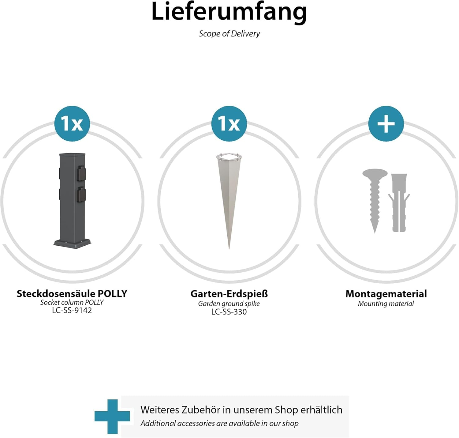 Thumbnail 6 de ledscom.de Garten-Steckdosen-Säule Polly 4-fach, IP44