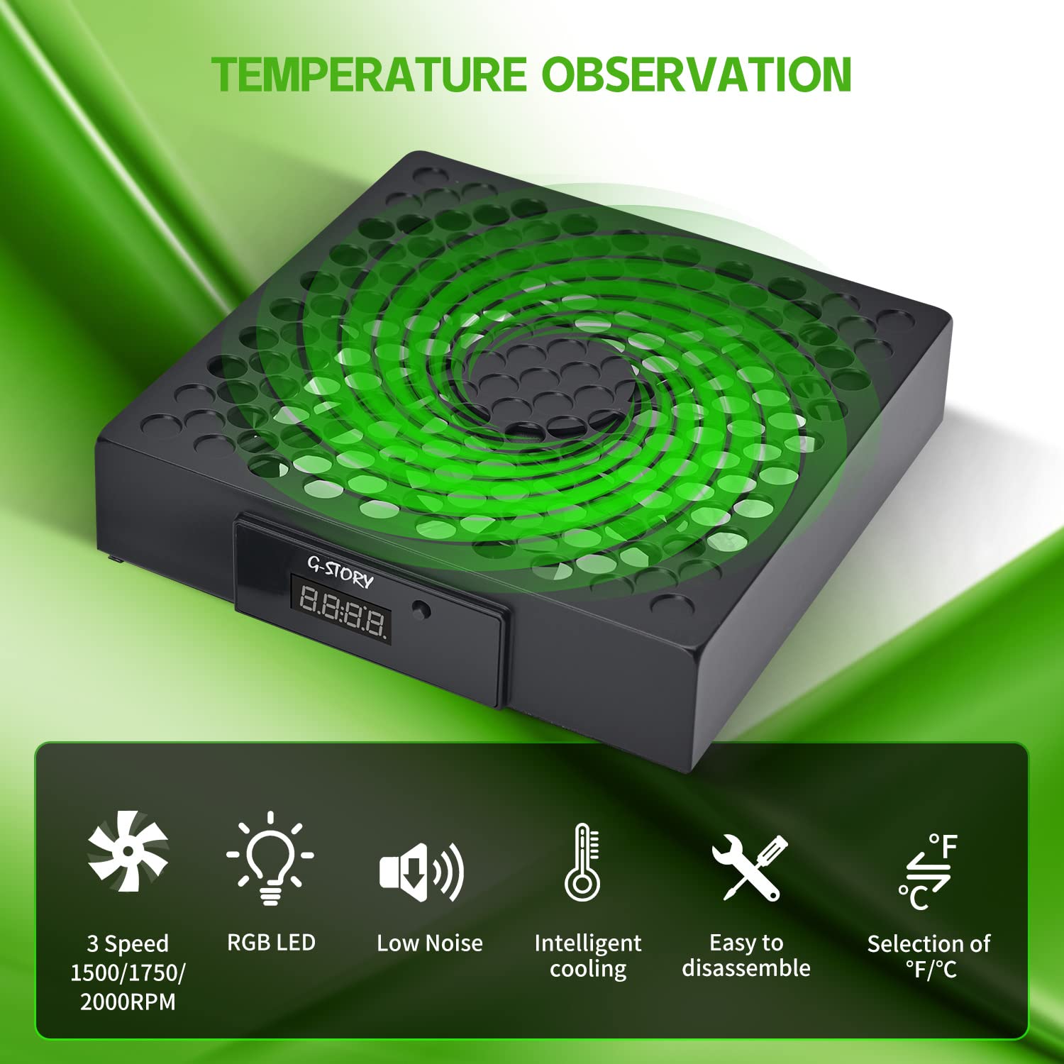 Thumbnail 2 de G-STORY 140mm Cooling Fan for Xbox Series X with Automatic Temperature Speed Control and RGB LED Display