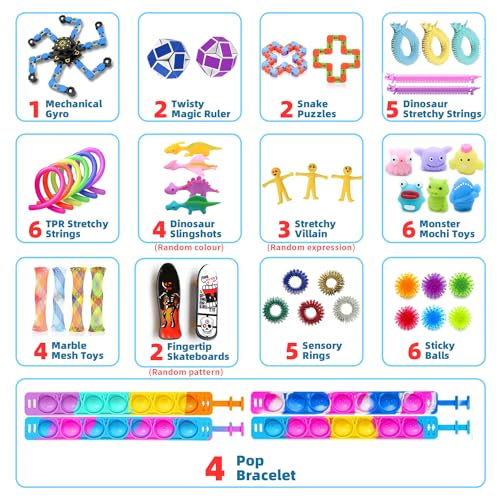 Detalle 2 de JUAUO 50 Pcs Fidget Toy Set: kit sensorial para estrés, autismo y TDAH