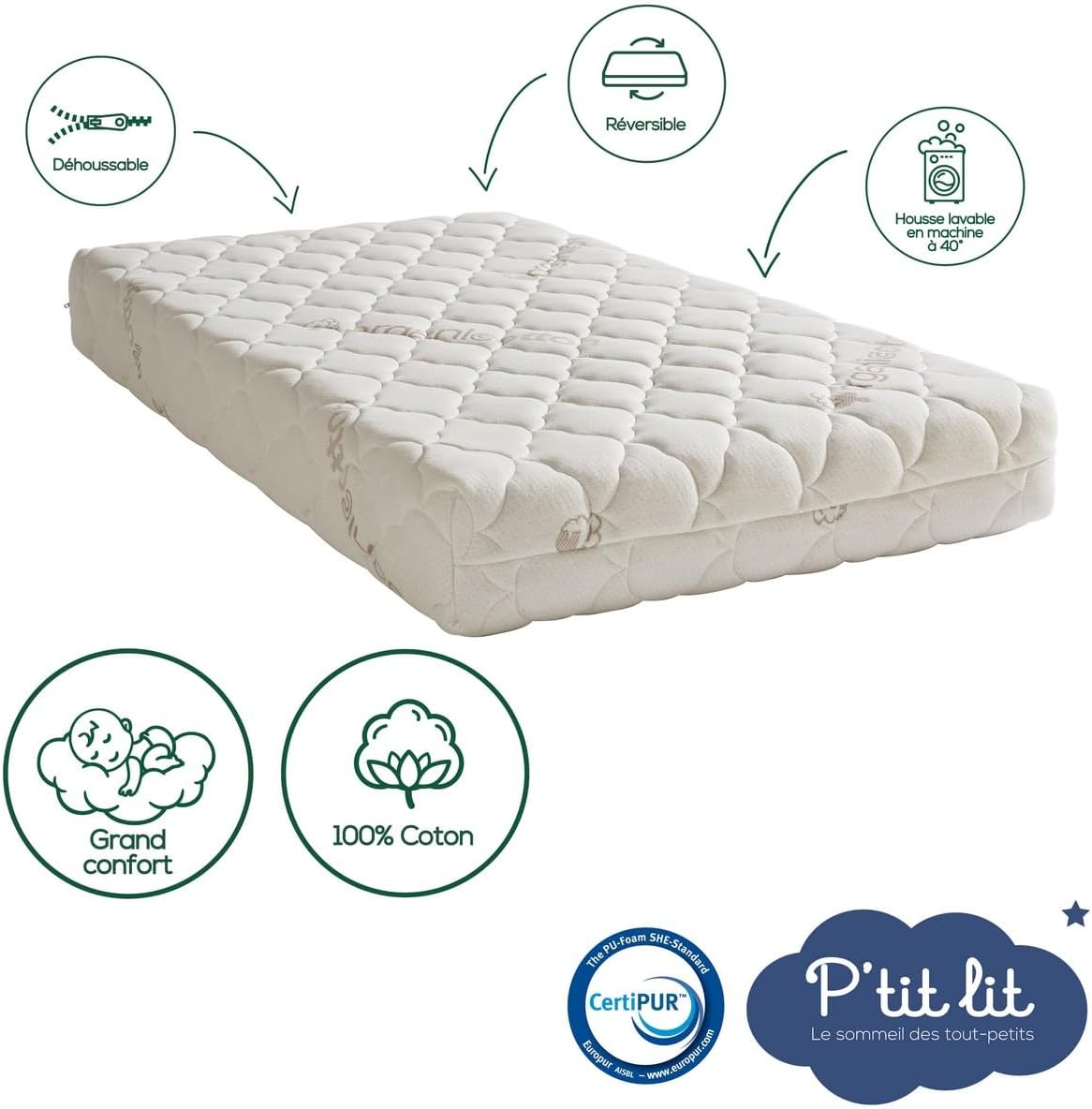 Detalle de P'TIT LIT Matelas bébé 70x140 cm
