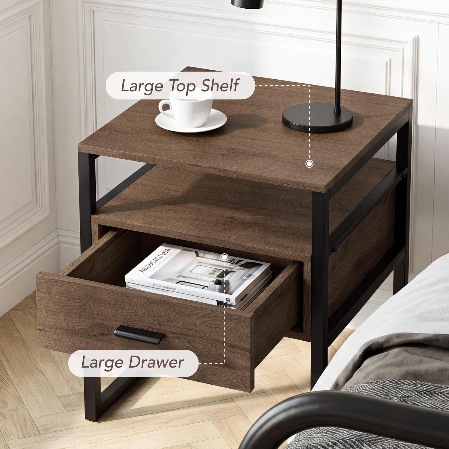 Detalle de KISLOT Nightstand Set in Walnut