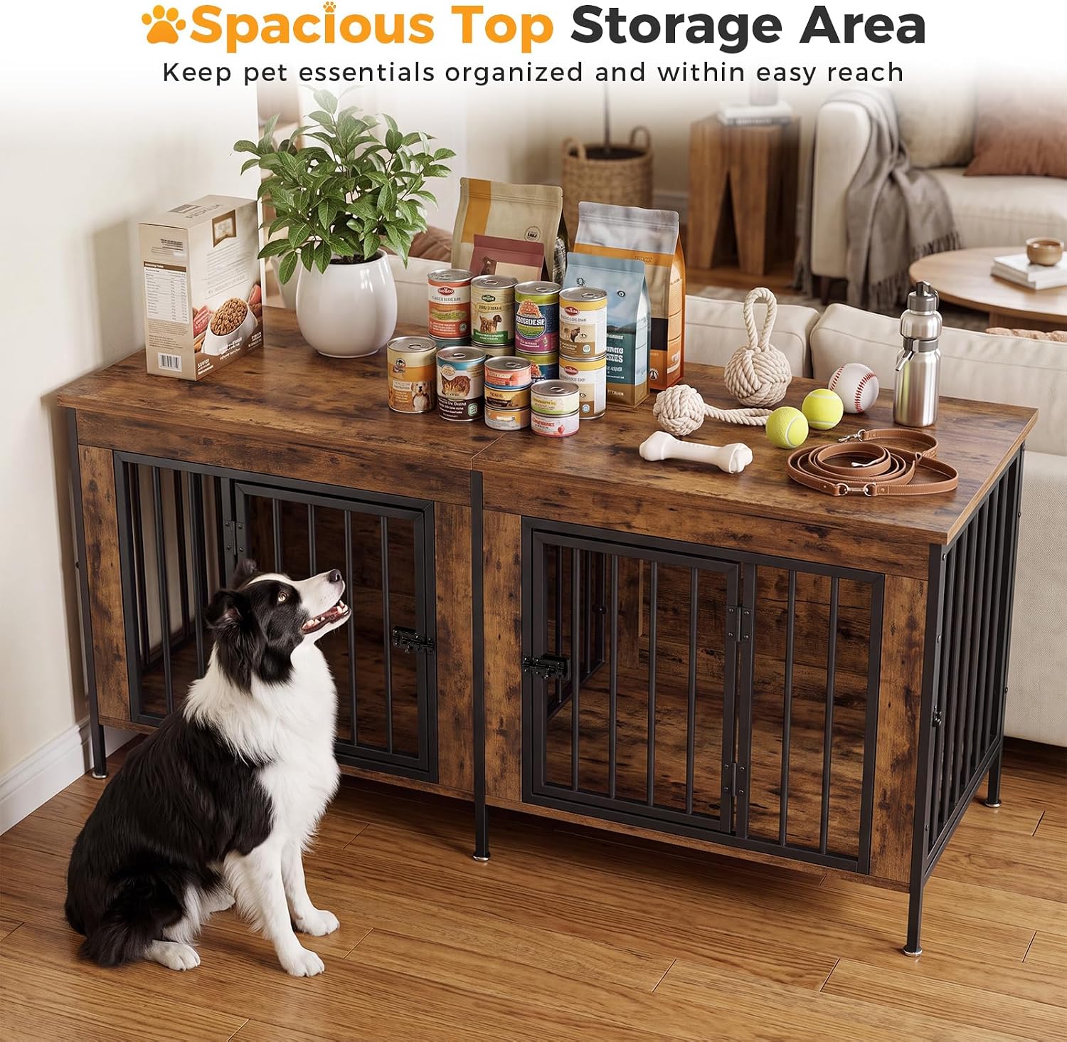 Thumbnail 6 de NEWBULIG Double Dog Crate Furniture, 63-inch