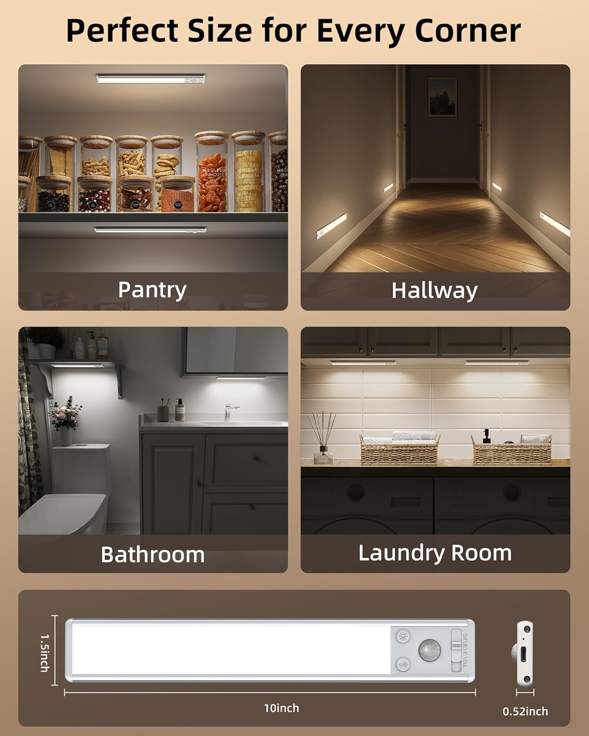 Thumbnail 6 de EZVALO under cabinet kitchen lights (2-pack) with motion sensor, 80 LEDs and rechargeable battery