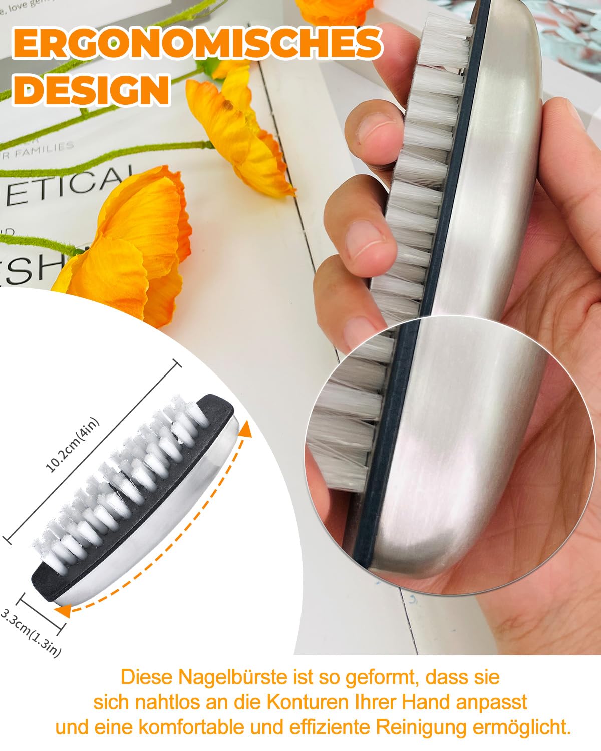 Thumbnail 1 de UCEC 2x Edelstahl-Nagelbürsten (Handbürste) – 2-in-1 für Geruch, Nägel und Handwäsche