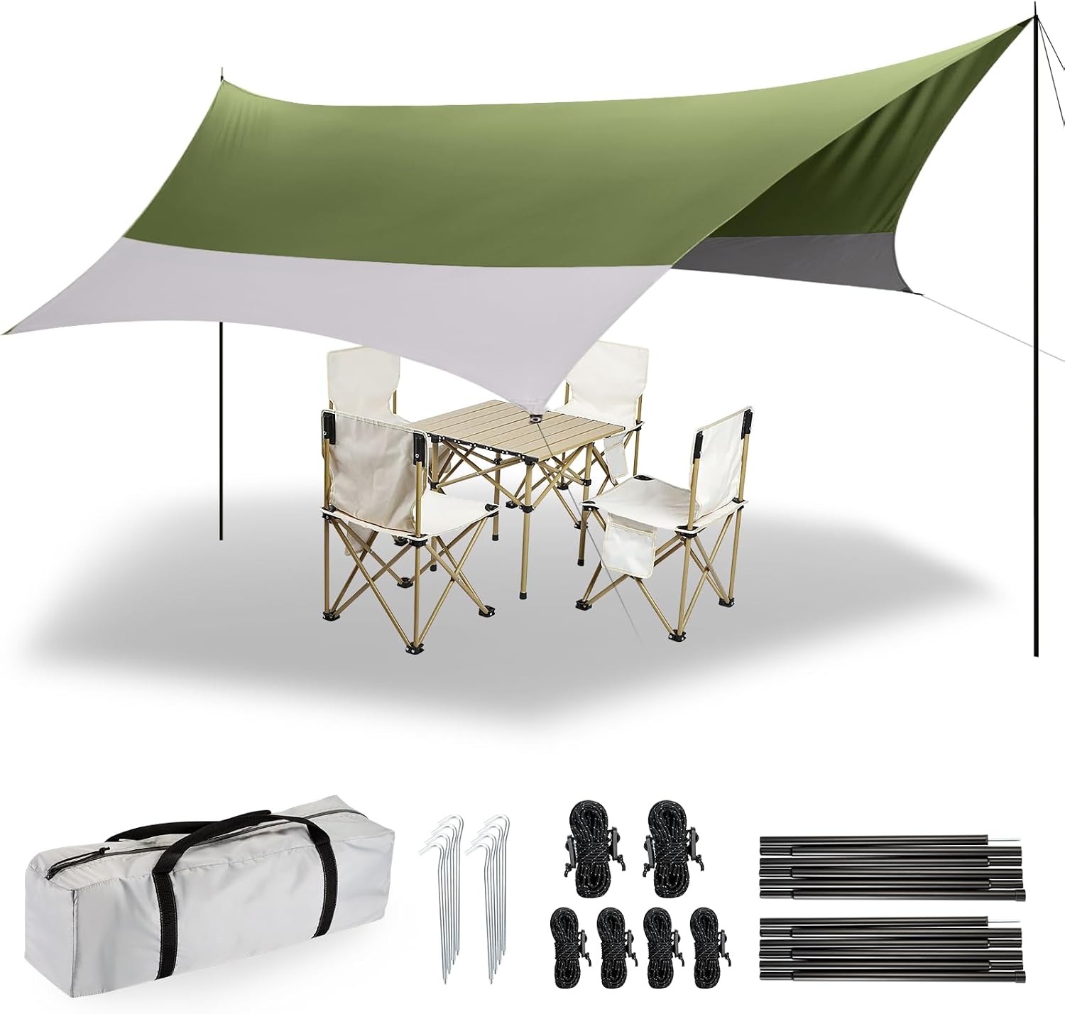 Detalle de Forceatt Zeltplane 3,7 × 4,3 m: Ultraleicht, wasserdicht und UV-schutz für Camping, Wandern und Outdoor
