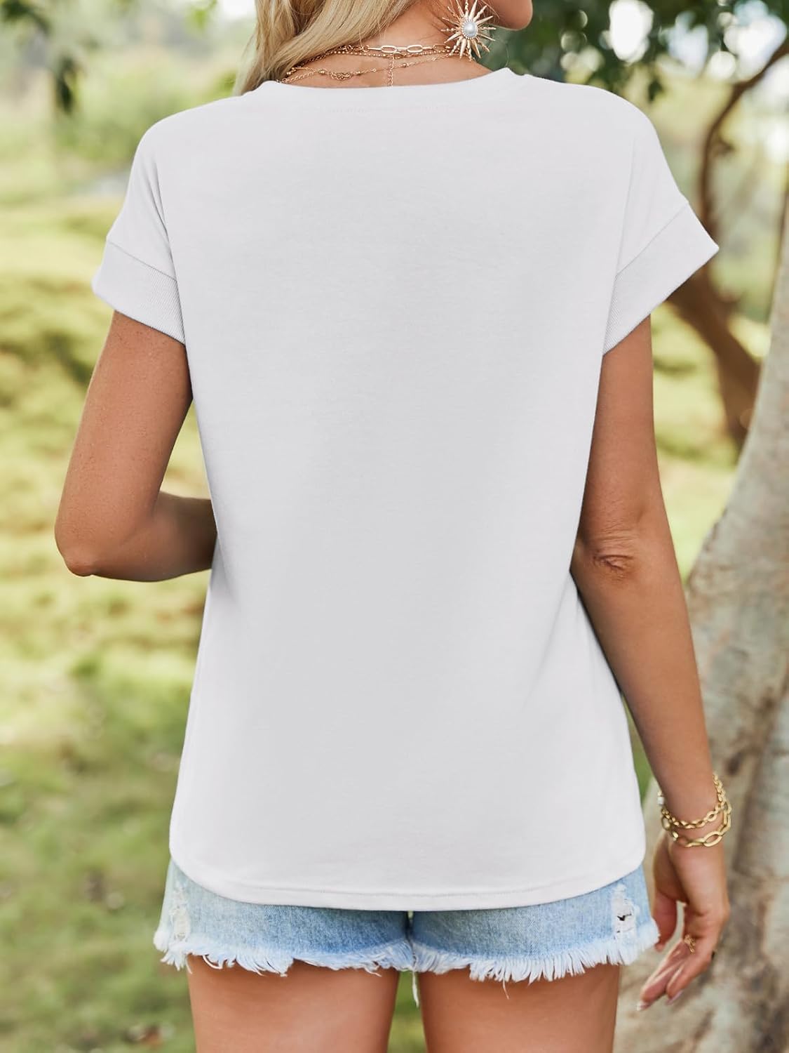Detalle de Tankaneo Women’s Cap Sleeve Tank Top, Crew Neck Solid Loose Fit Basic Tee