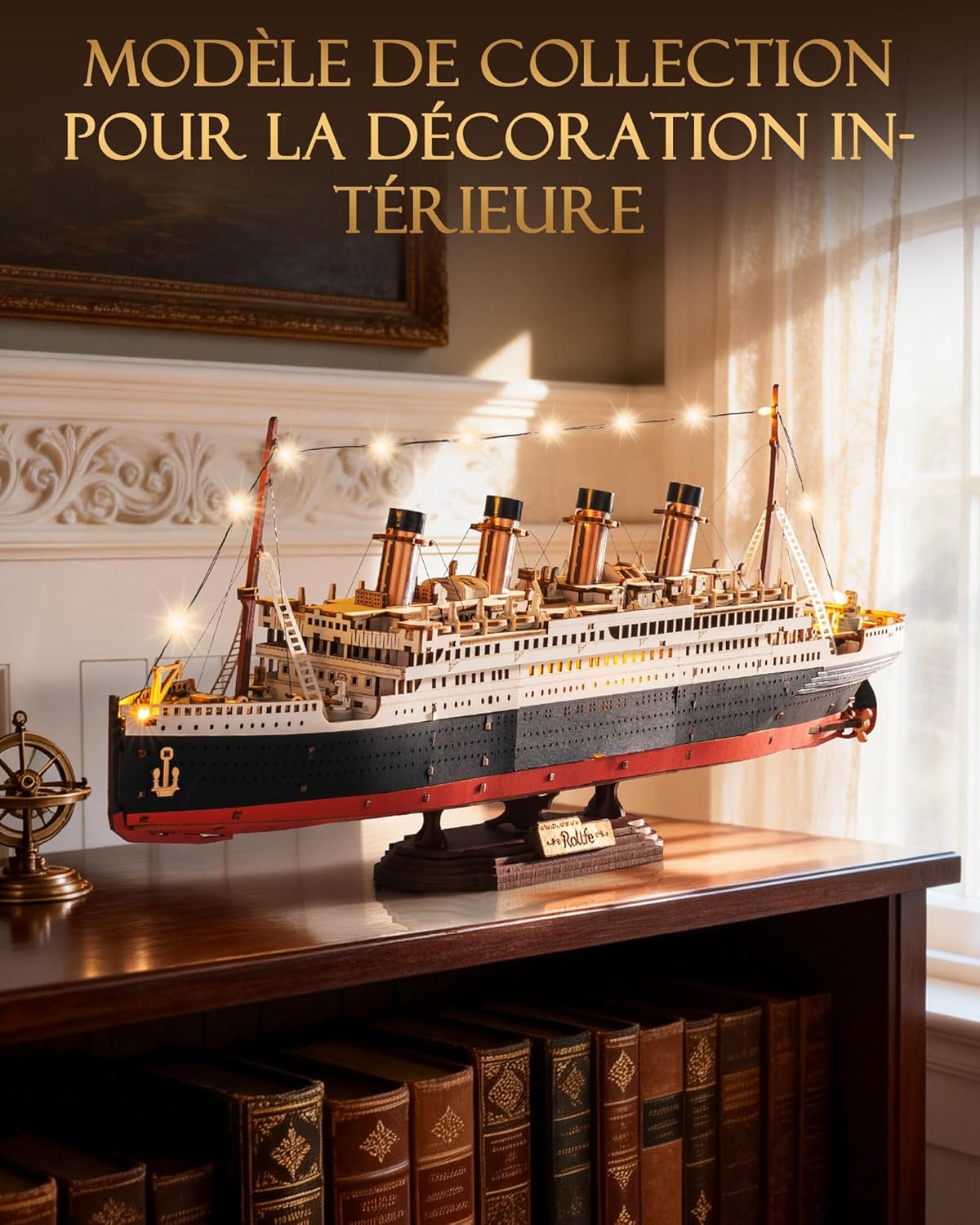 Thumbnail 4 de Rolife Puzzle 3D en Bois Titanic — Kit de Construction à Clipser, 433 Pièces