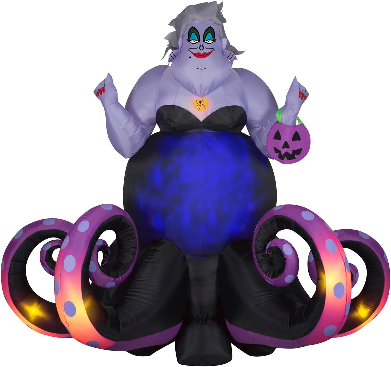 Detalle de Gemmy Ursula Halloween Inflatable, 6-Foot Animated Disney Yard Decor with Moving Tentacles