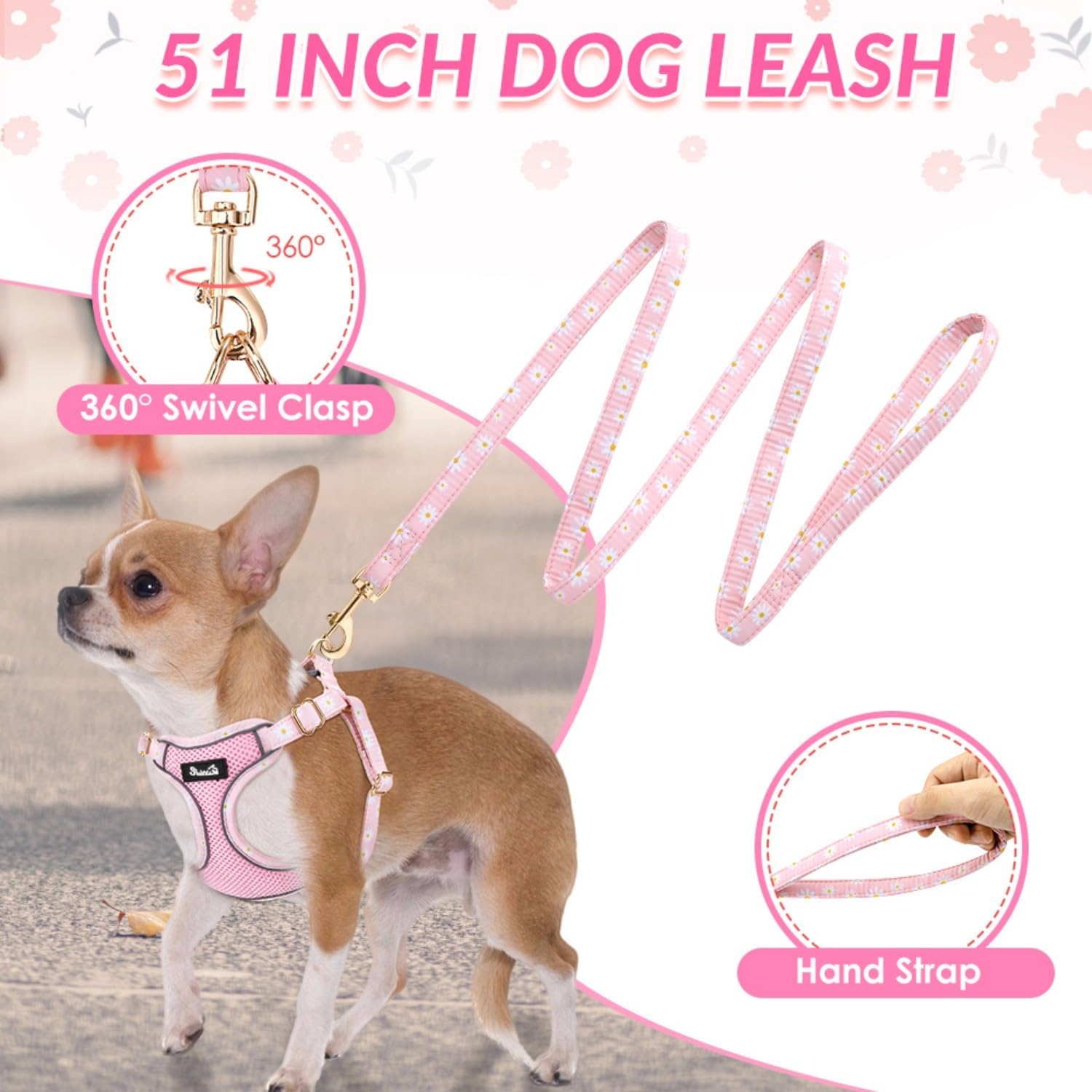 Detalle de Eyein XXS Small Dog Harness and Lead Set – Breathable Soft Mesh, No-Pull, Step-In Vest for Extra Small Dogs