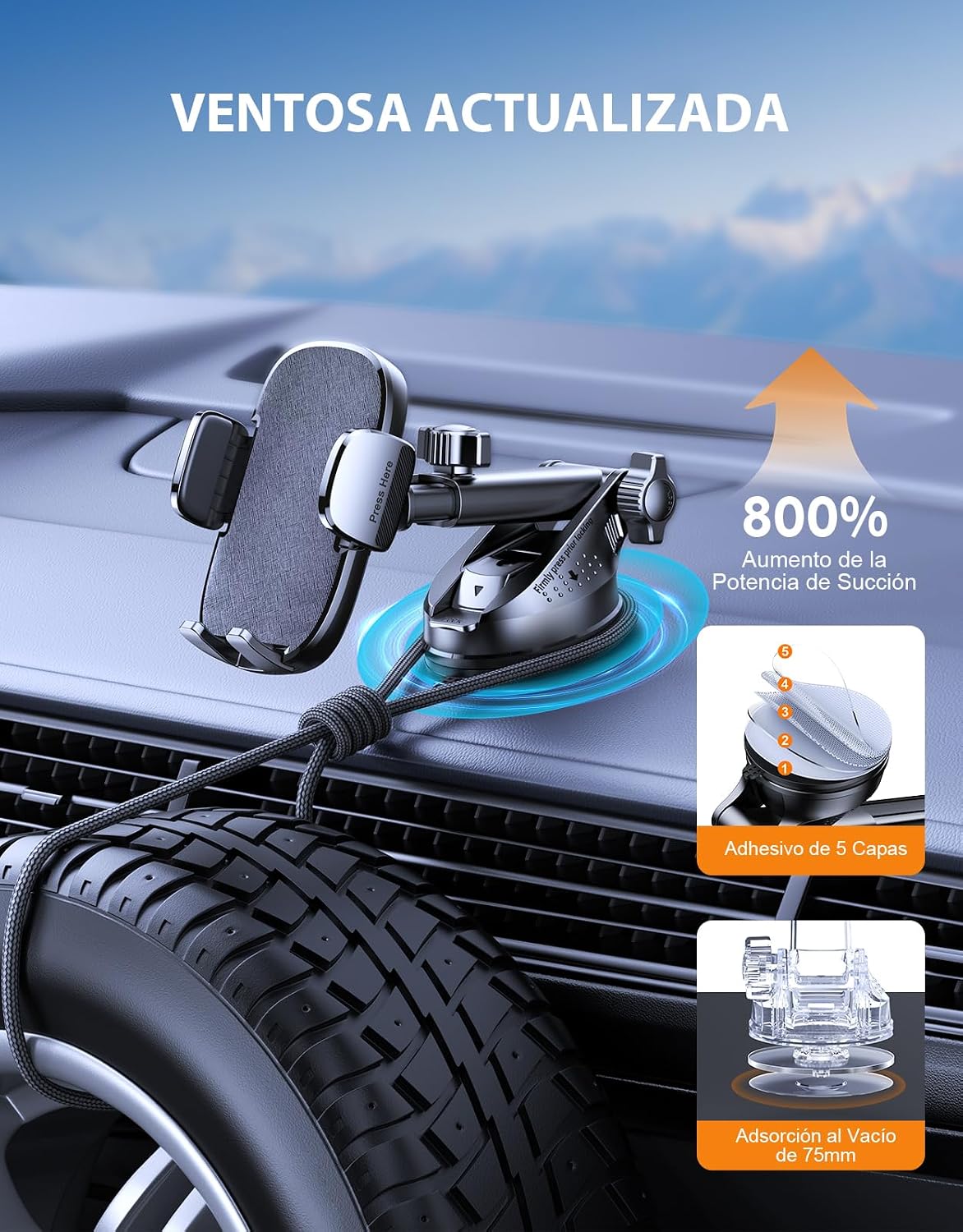 Detalle 2 de Mohard Soporte Móvil Coche 360° para 4-7