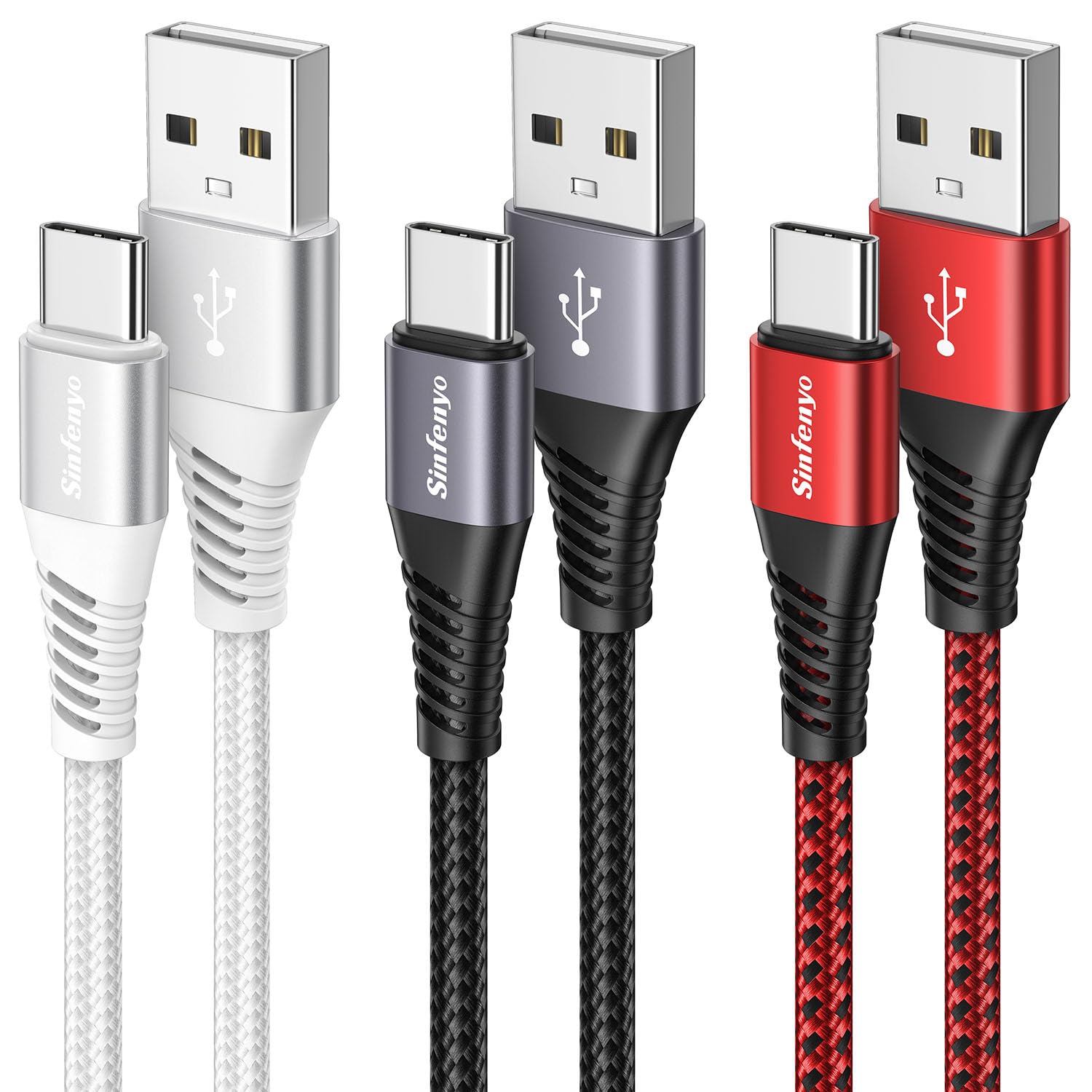 Detalle de USB to USB C Cable 3Pack 3M (Braided) — fast charging USB-A to USB-C for phones, tablets and PS5
