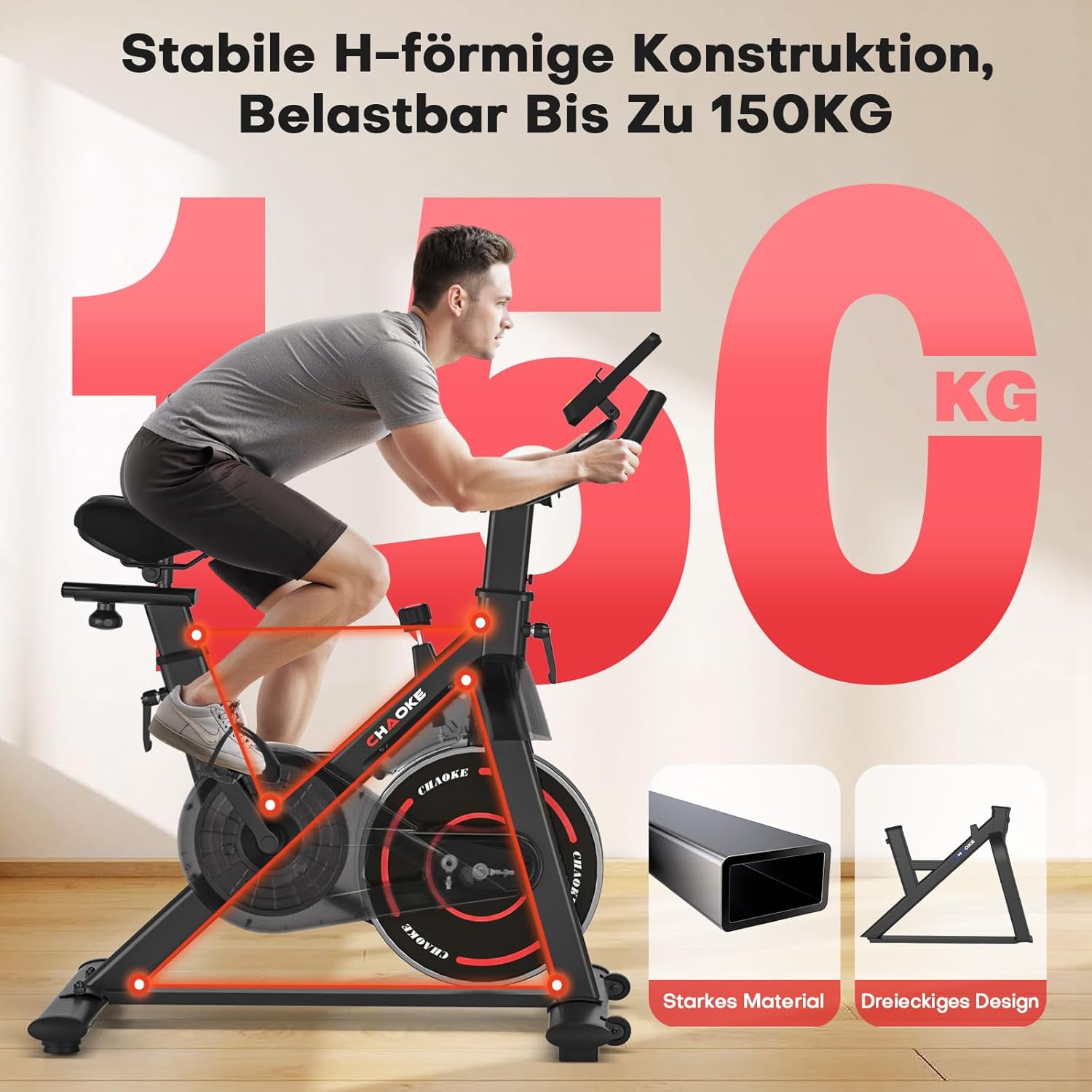 Thumbnail 5 de [UPGRADE] CHAOKE Heimtrainer Fahrrad mit App – leises, ergonomisch einstellbares Ergometer für Zuhause
