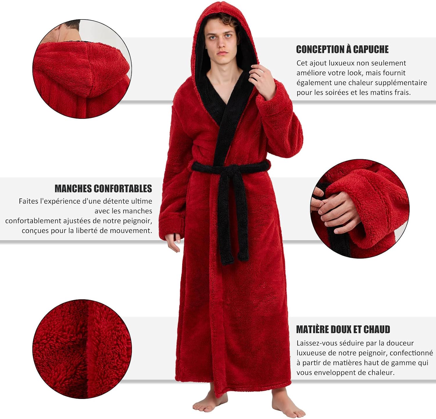 Thumbnail 2 de PUTUO peignoir long homme à capuche en polaire pilou-pilou (L à XXL)