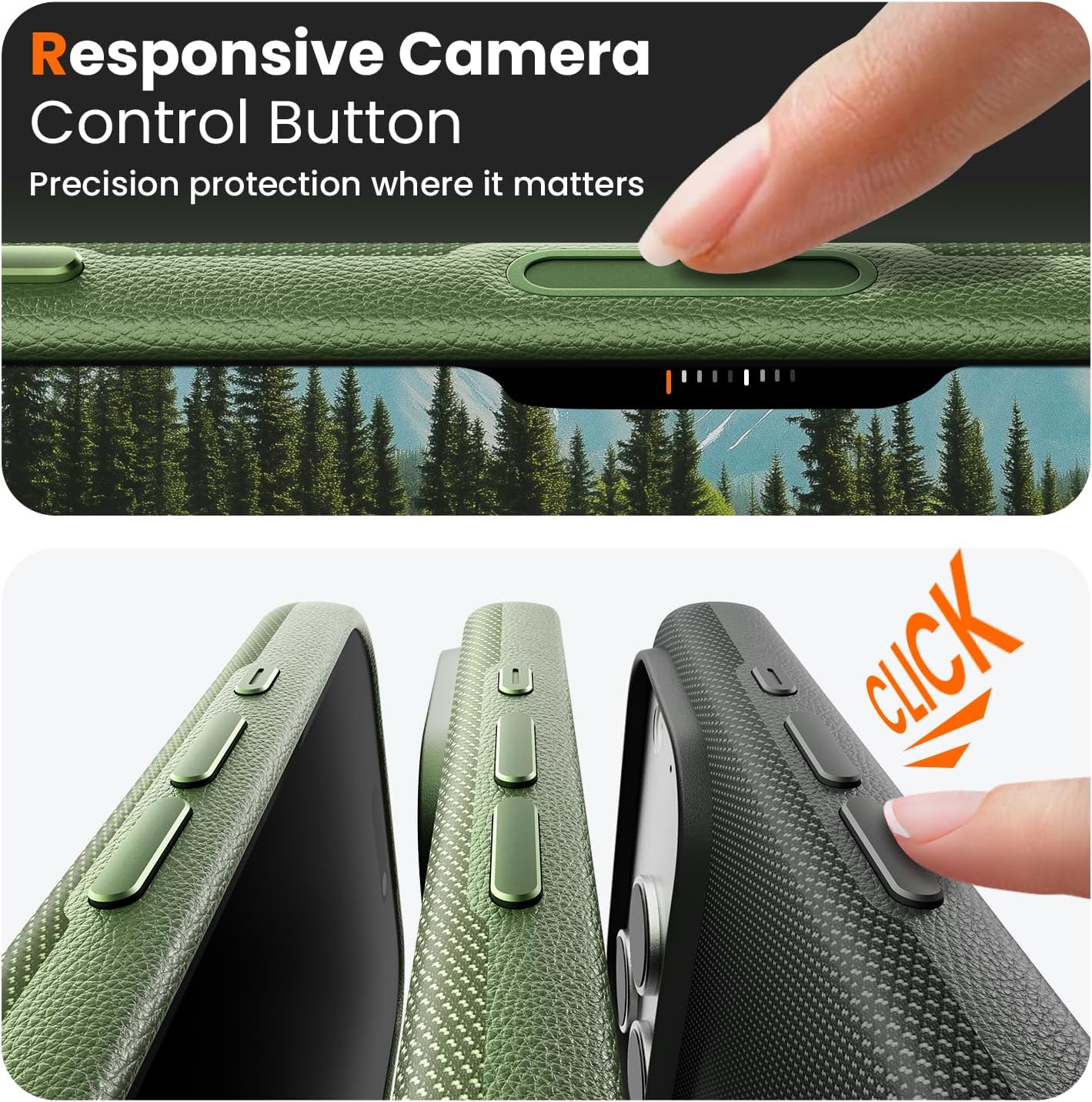 Thumbnail 6 de Mkeke iPhone 18 Pro Techwoven Case, Green, MagSafe Compatible