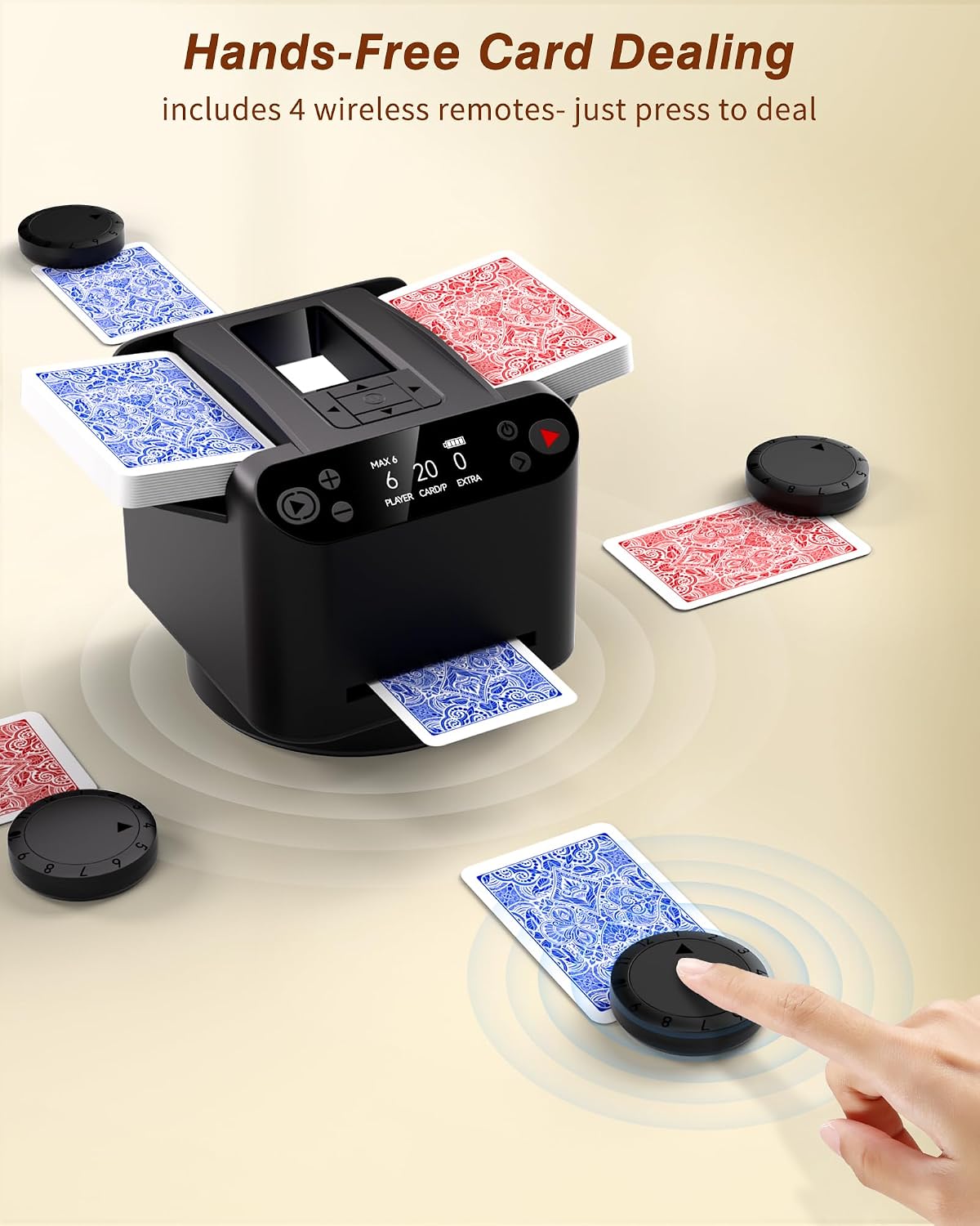 Thumbnail 3 de INNCNN 2-in-1 Automatic Card Shuffler & Dealer Machine with 4 Remotes (1–2 Decks, USB-C Rechargeable)