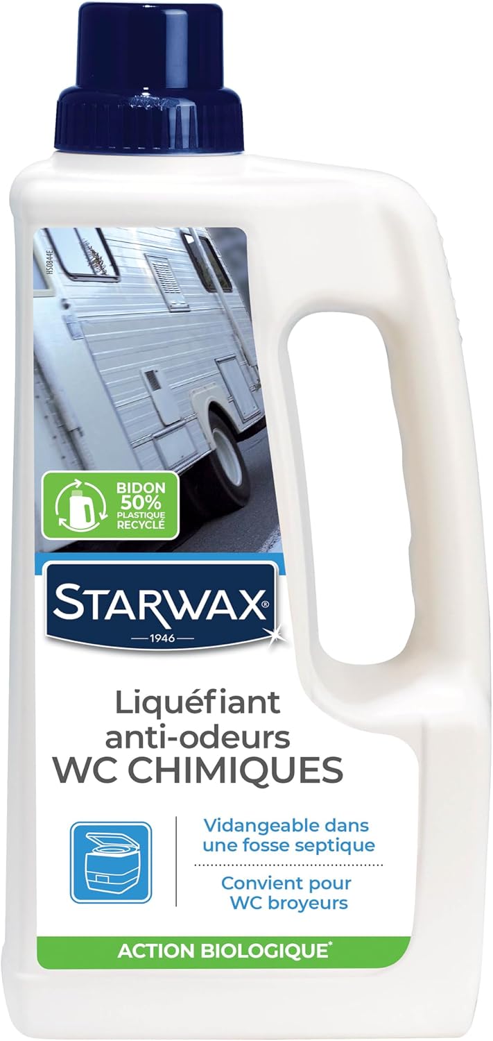 STARWAX Liquéfiant désodorisant pour WC chimiques 1L — liquéfie les matières et réduit les odeurs grâce à une action enzymatique