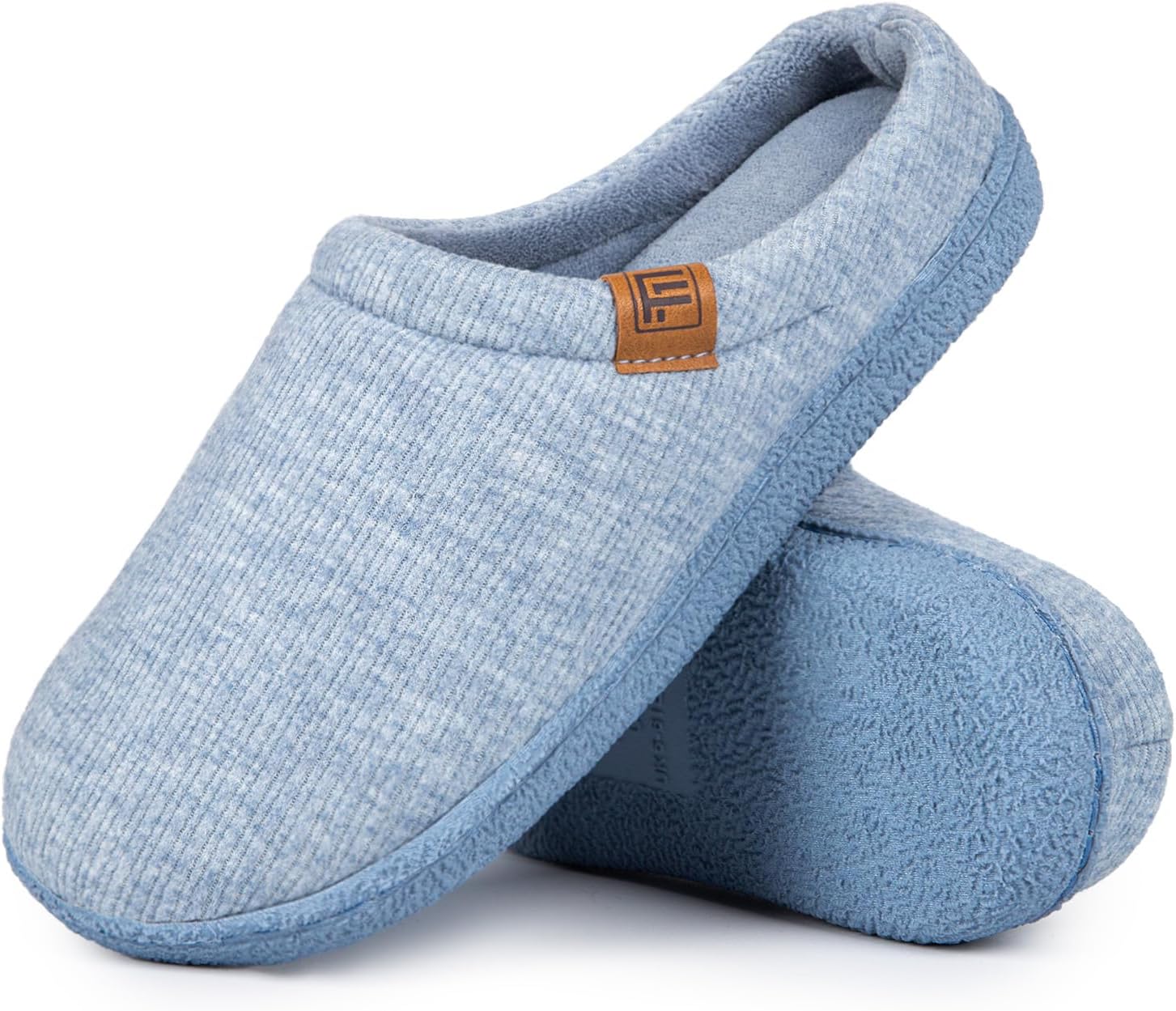 Thumbnail 6 de FamilyFairy Women’s Slippers Cosy Memory-Foam Striped Knit Non-Slip Indoor Outdoor Ladies House Shoes