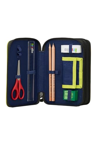Detalle 1 de ergobag Maxi Mäppchen Set 40-Teilig Grau – Lyra Stifte, Kleingeldfach, Lineal, Schere und MähdreschBär-Design